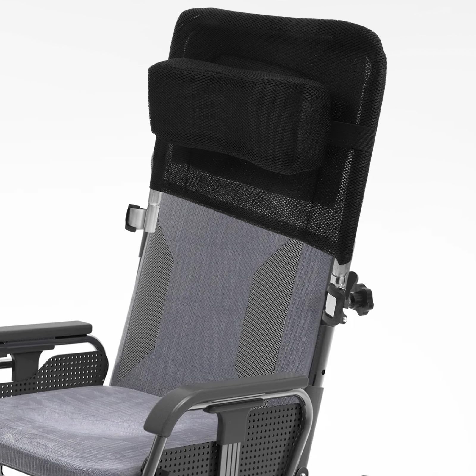 Extensión de Respaldo para Silla de Ruedas Manual de Acero al Carbono Tela de Malla Negra, Respaldo Alto y Firme para Mayor Comodidad y Soporte