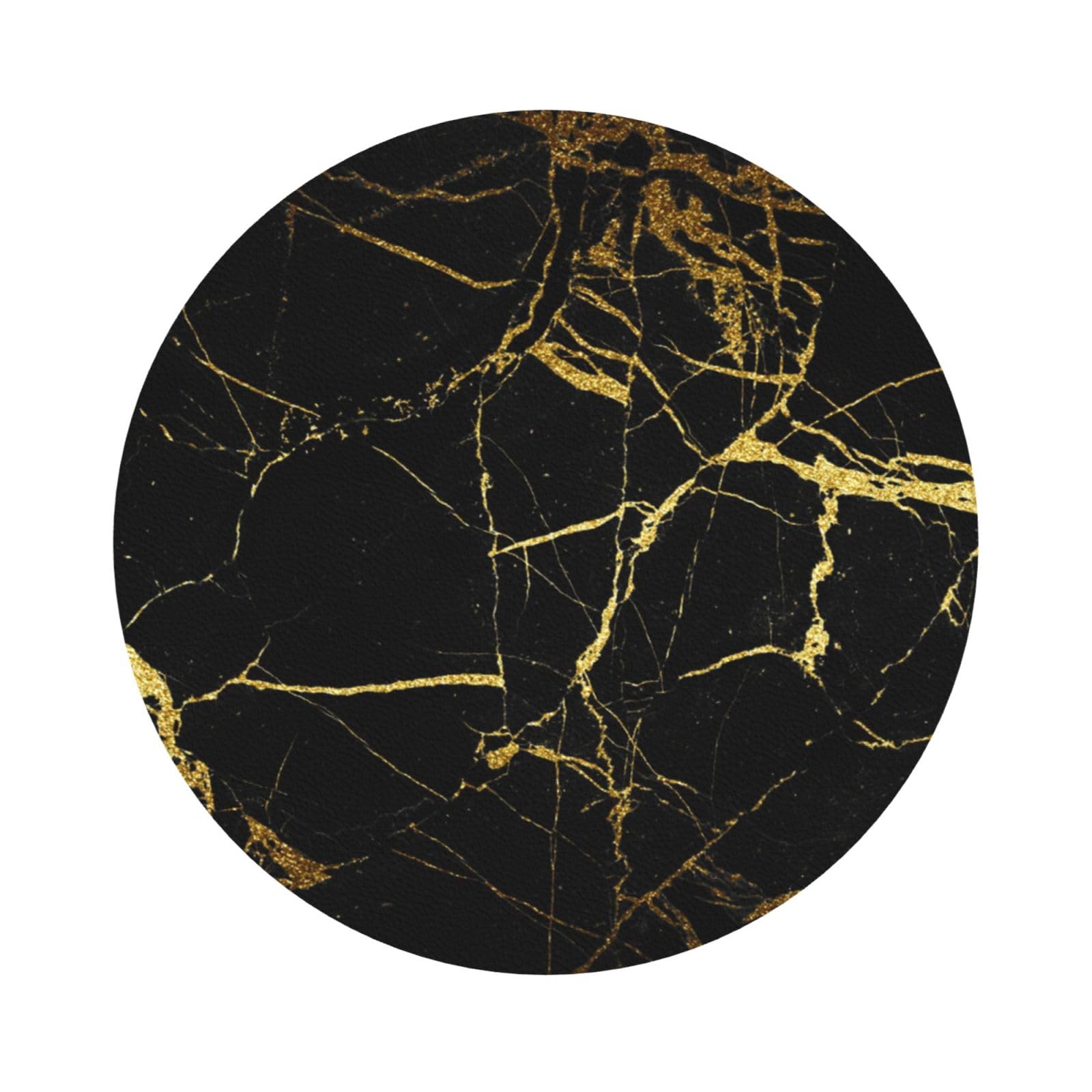 Black marble PU Leather Coasters Set of 6 Round Drink Coasters