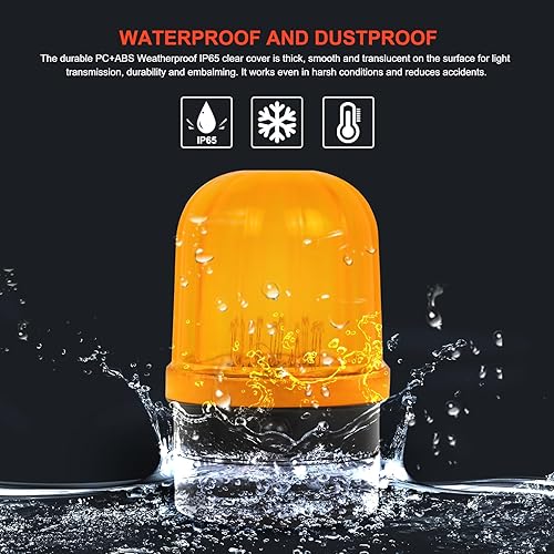 Miniatura 4 de Luz intermitente de 6 pulgadas, luz estroboscópica LED ámbar con base magnética para vehículos, carretillas elevadoras, tractores, carritos de golf,