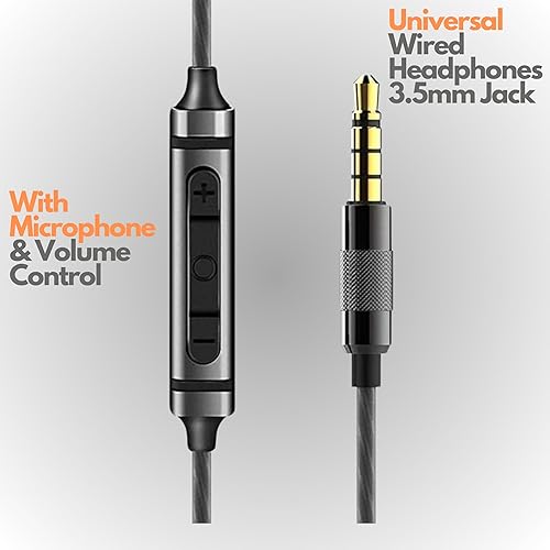 Miniatura 5 de Betron BS10 - Auriculares con cable con aislamiento de ruido en el oído, con micrófono y control de volumen, potente sonido impulsado por graves,