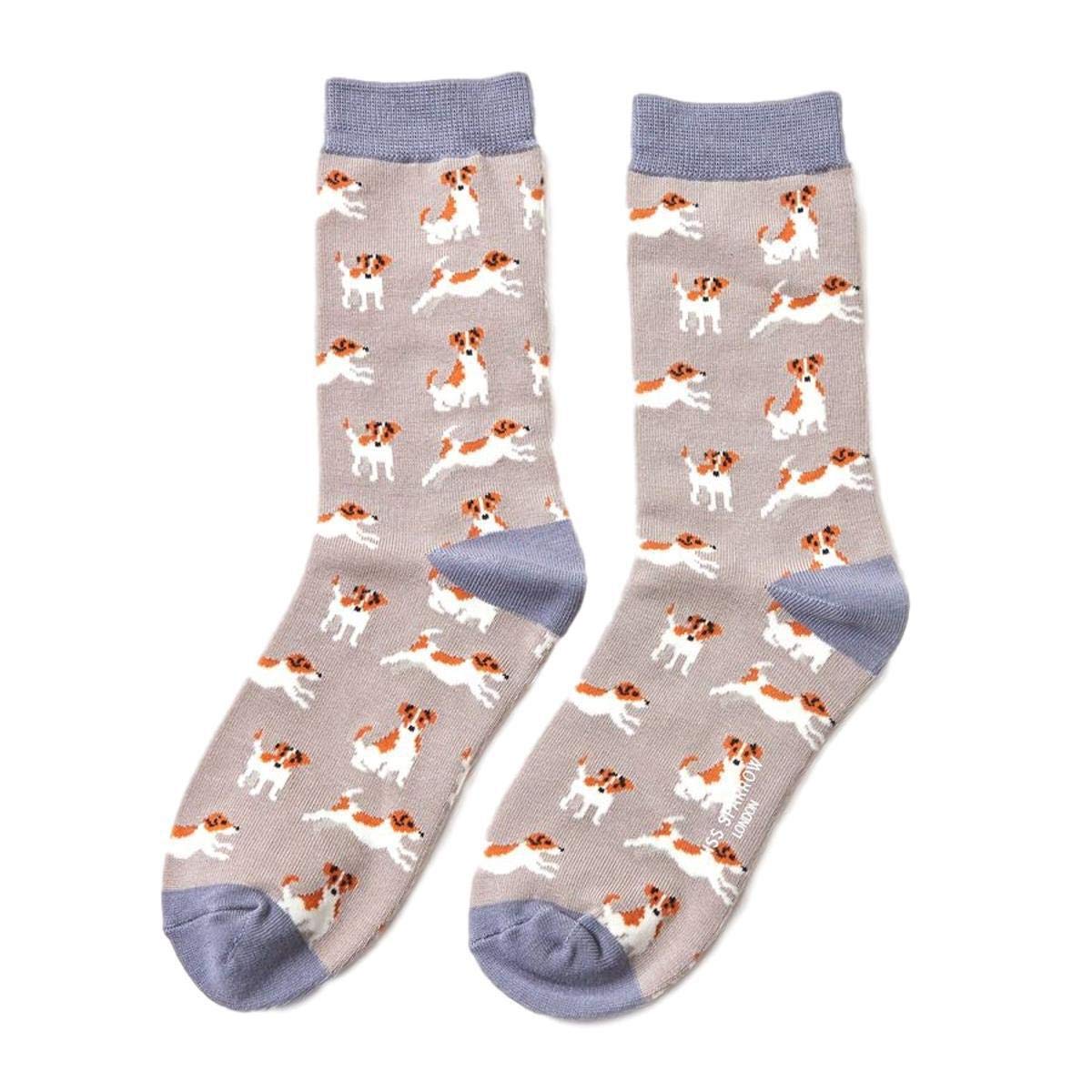 Calzini Donna Jack Russell 2 Paia - Morbidi In Cotone E Bambù Con Stampe Di Cani Terrier