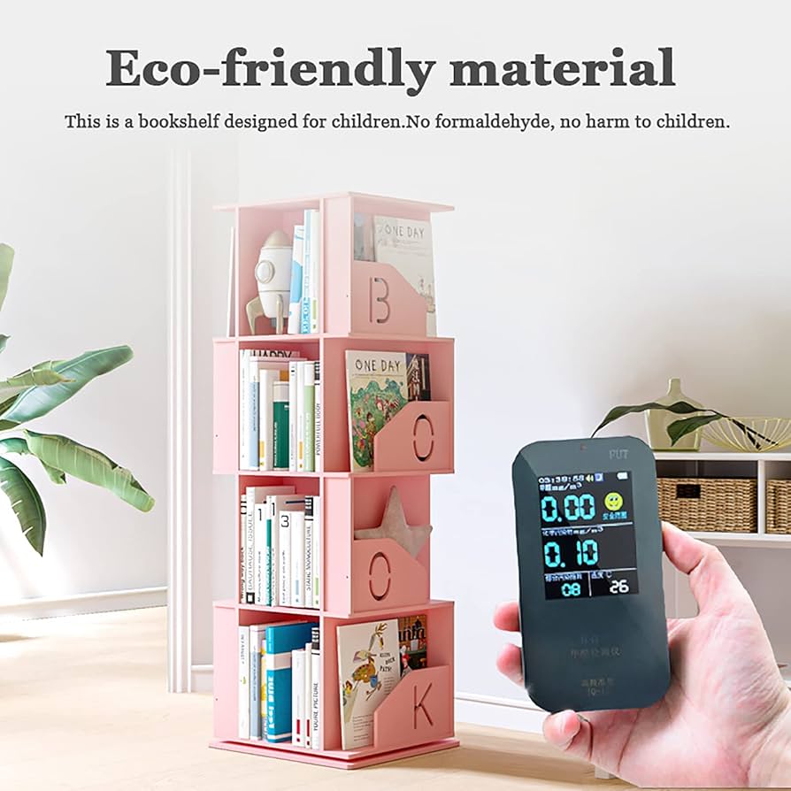 Amazon.co.jp: 回転本棚(ブルー4段 44x41x126cm) : 文房具