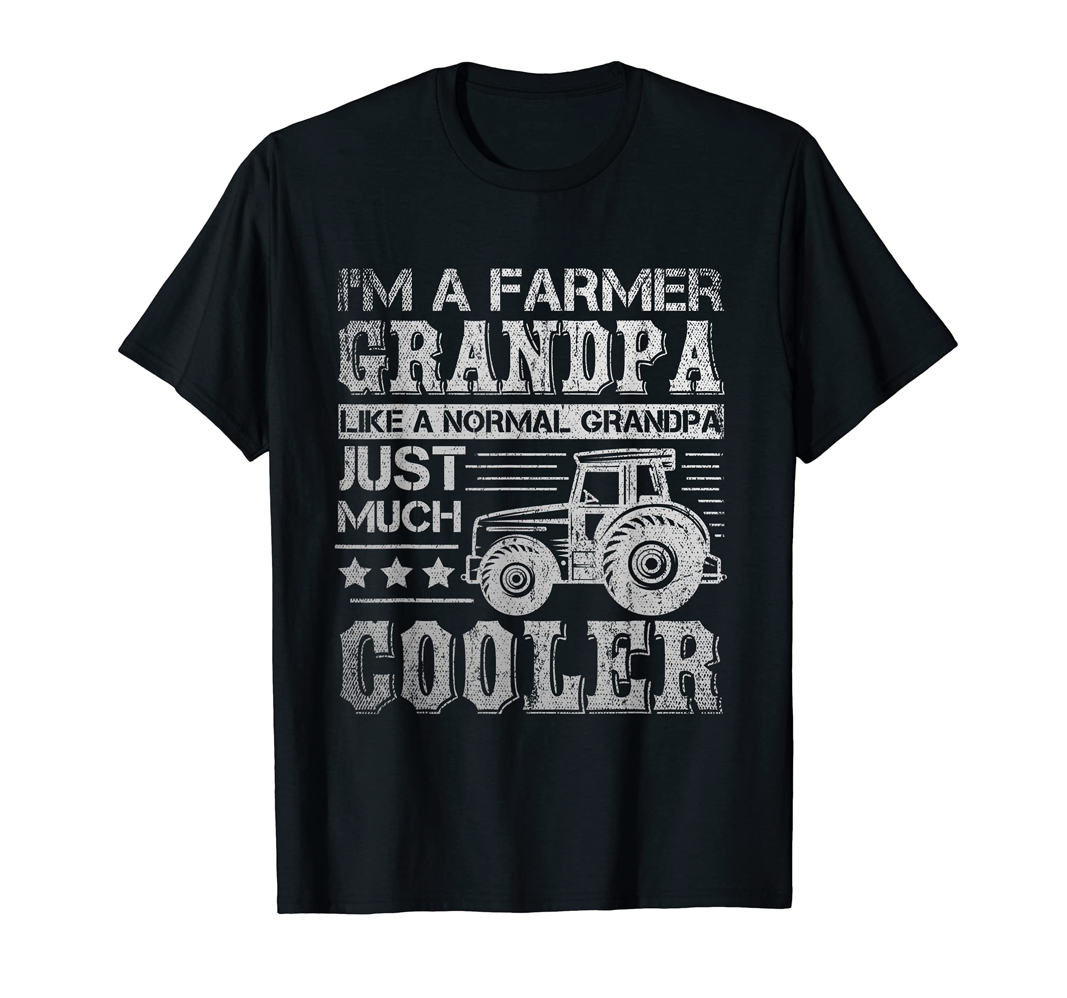 Fathers Day Gift Idea Grandpa Tractor Farmer T-Shirt, Black