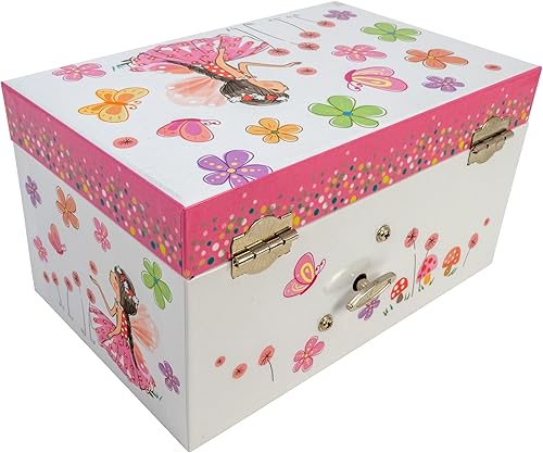 Miniatura 6 de Joyero musical con diseño de flores y mariposas con collar de hadas