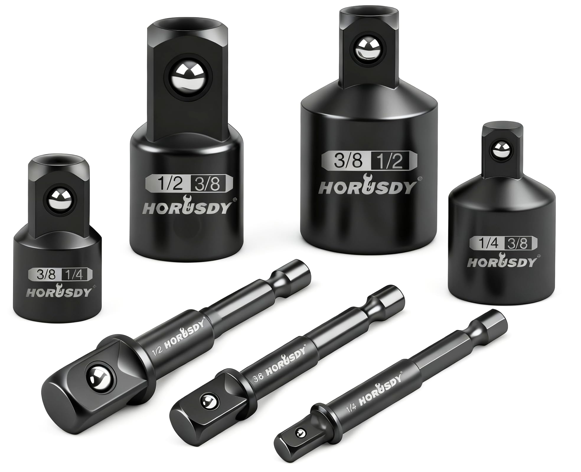 HORUSDY 7 Piece Impact Sockets Adapter Set, Hex Shank Socket to