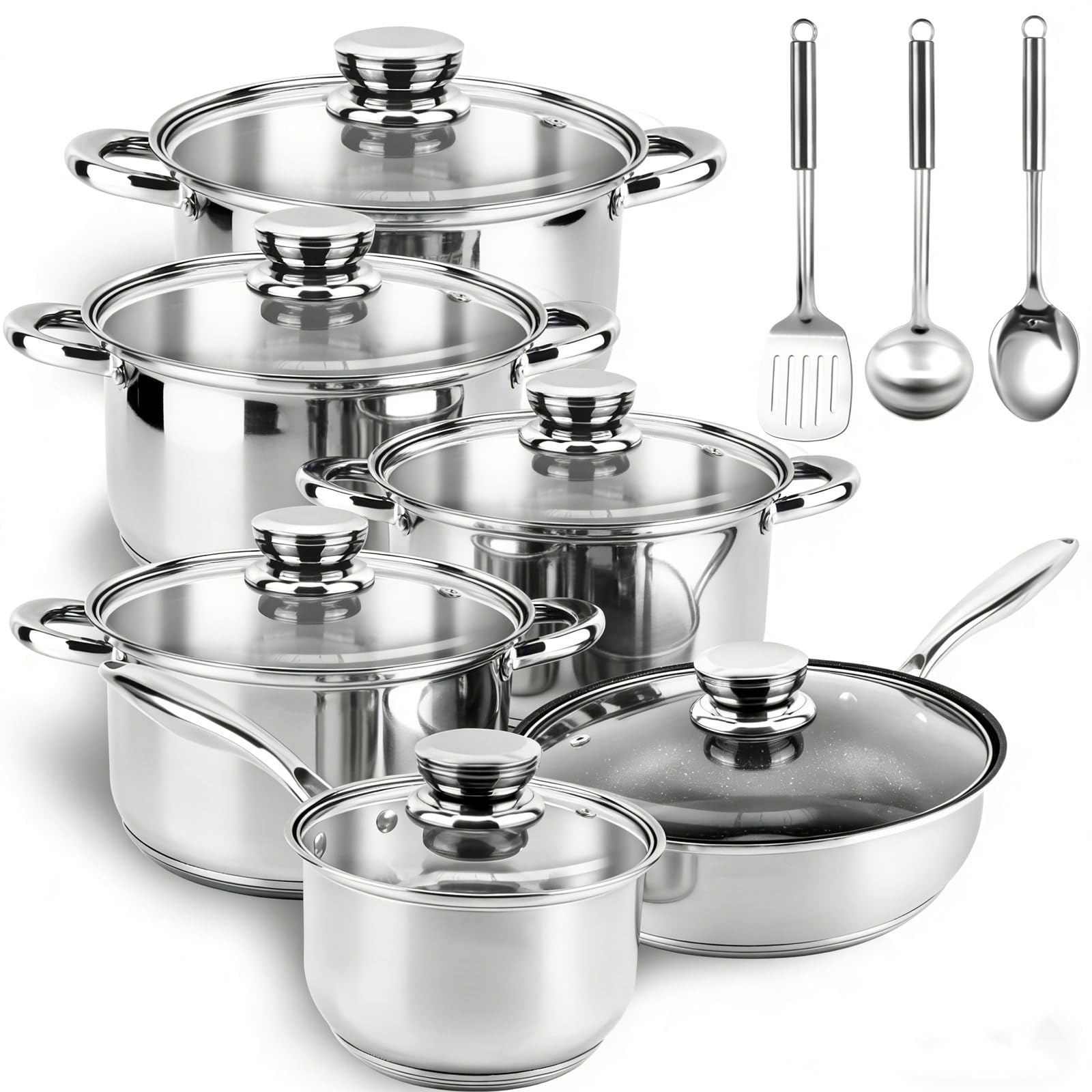 Colourcoco Stainless Steel Cookware Set - 15 Pieces