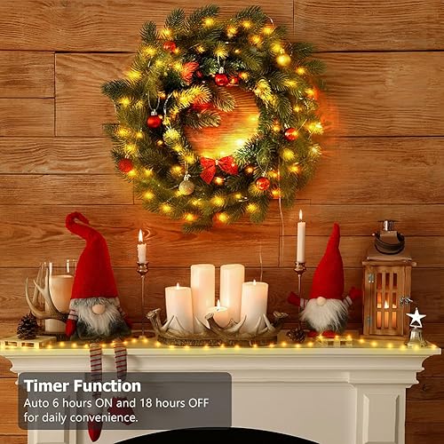 Miniatura 3 de Guirnalda de luces de 33 pies, funciona con pilas, 100 luces LED con control remoto y temporizador para interiores y exteriores, árboles de Navidad,