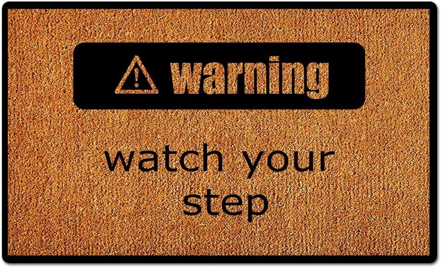 XLSIPOE Simple Text Arrangement Warning Watch Your Step New Home Essential Decoration Doormat Entrance Way Door Mats Front Indooroutdoor Living Room
