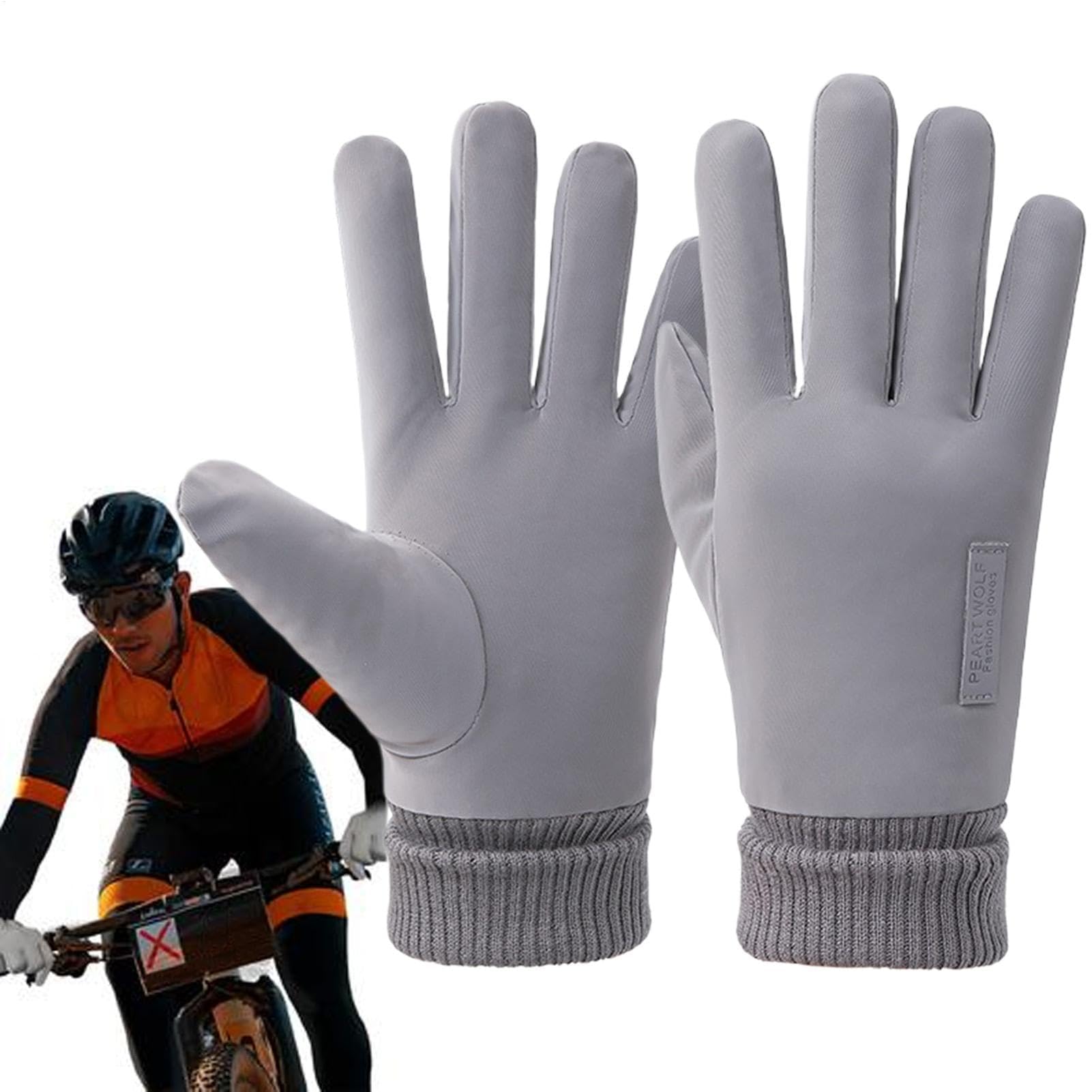 ZH1YFD Winter-Laufhandschuhe – wasserdichte Touchscreen-Handschuhe, wärmeisolierte Schneefäustlinge | rutschfeste, warme Fahrhandschuhe für kaltes Wetter, Winddichte, mit Fleece gefütterte Fäustlinge