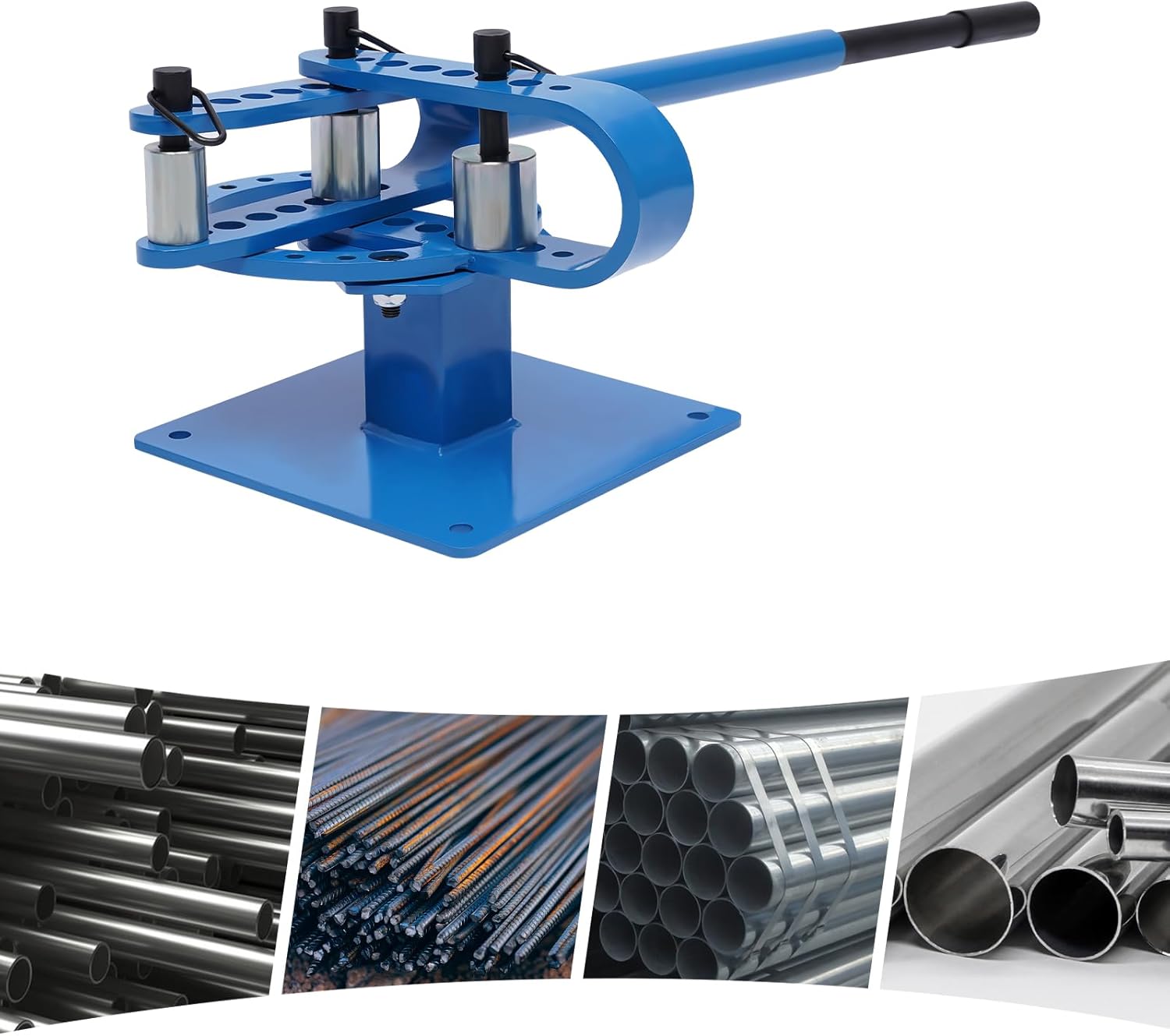 Manual Tube Bender,Metal Rod Bar Bender Bending Tool,1"-3" Round Square Bar Tubing Bender Tool with 7 Bending Dies,Heavy Duty Bench Top Pipe Bending Machine for Garage Repair Shops,Construction