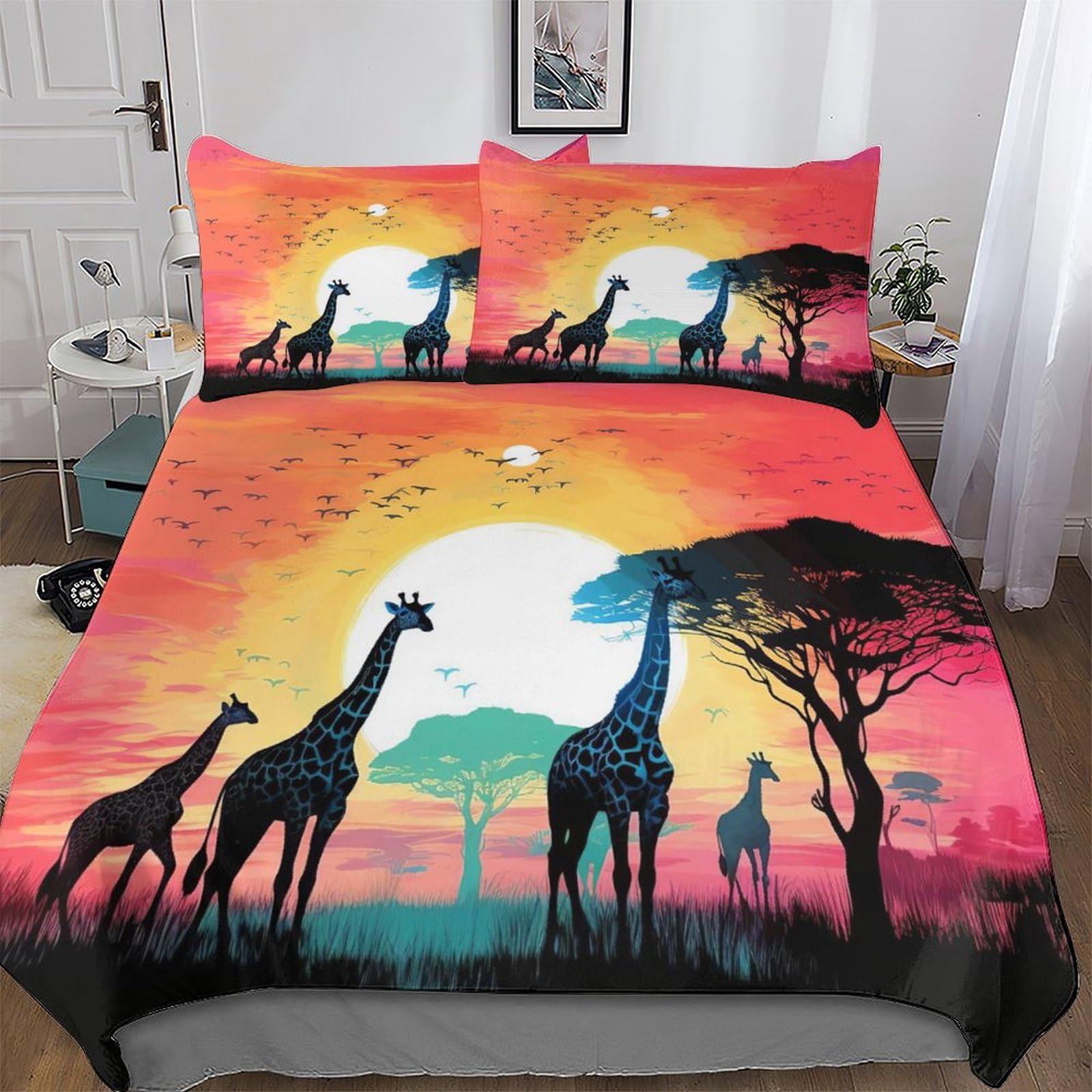 Housse de couette 220x240 girafe 3D pour transformer la chambre des enfants