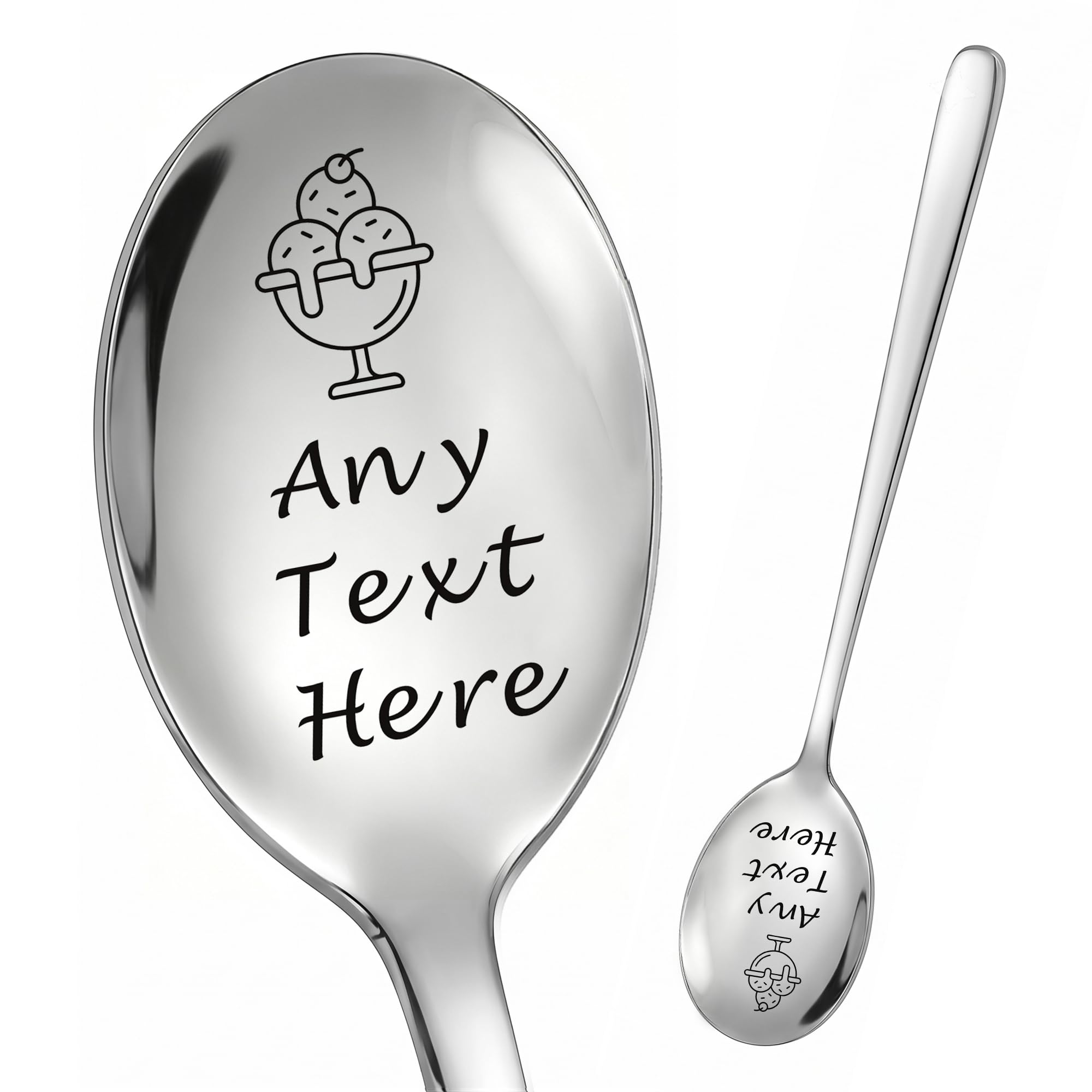 EDSG 1Pc Personalised Ice Cream Scoop, Stainless Steel Ice Cram Shovel for Ice Cream Lover, Personalised Funny Gifts for Grandad Dad Women Boyfriend Fathers Day Birthday Christmas (1PC-Design 1)