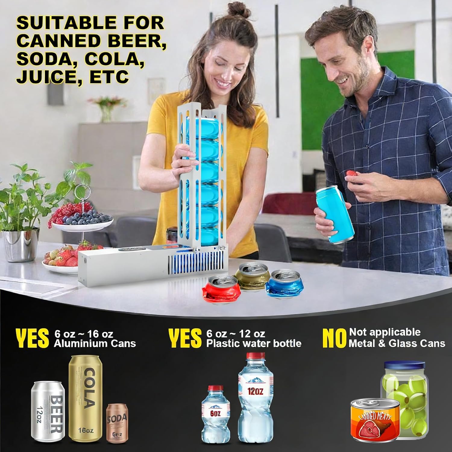 Electric Can Crusher, Automatic Can Crushers for Recycling 8/12/16oz Cans, Auto Cycle Mode, Countertop Can Smasher for Recycling Aluminum Seltzer, Soda, Beer Cans (SILVER)