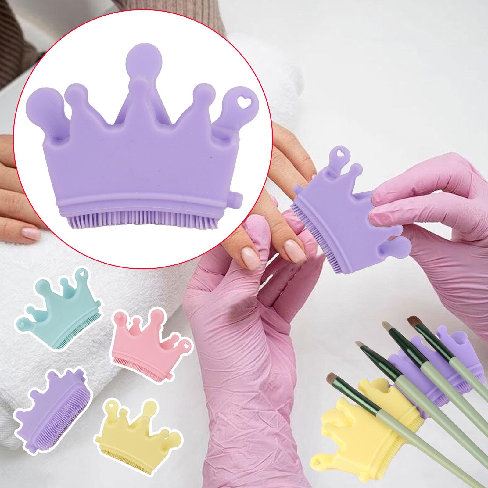 6 Pinceles de Silicona para Decoración de Uñas, Herramienta de Manicura, Ayuda Reutilizable para Decoración de Uñas, Soporte de Exhibición para Puntas