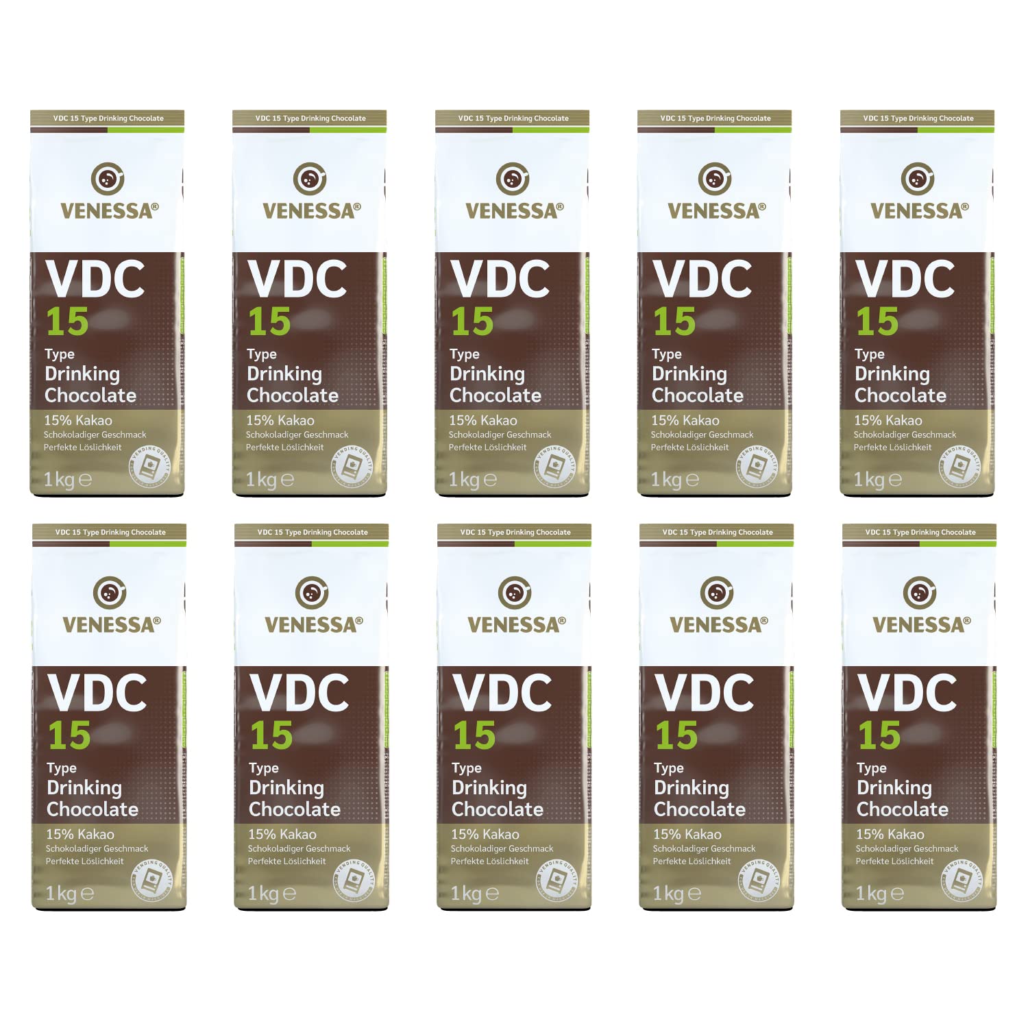 VENESSA VDC 15 Trinkschokolade 10 x 1kg, mit 15% Premium Kakao und Milchanteil für Vending-Automaten, leicht süß, cremig