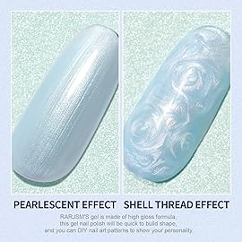 RARJSM Pearl Gel Nail Polish, Glitter Drawing Gelpolish Sky Blue Shimmer Mermaid Nail Gel Soak Off U V G e l for Salon Home DIY Manicure Use