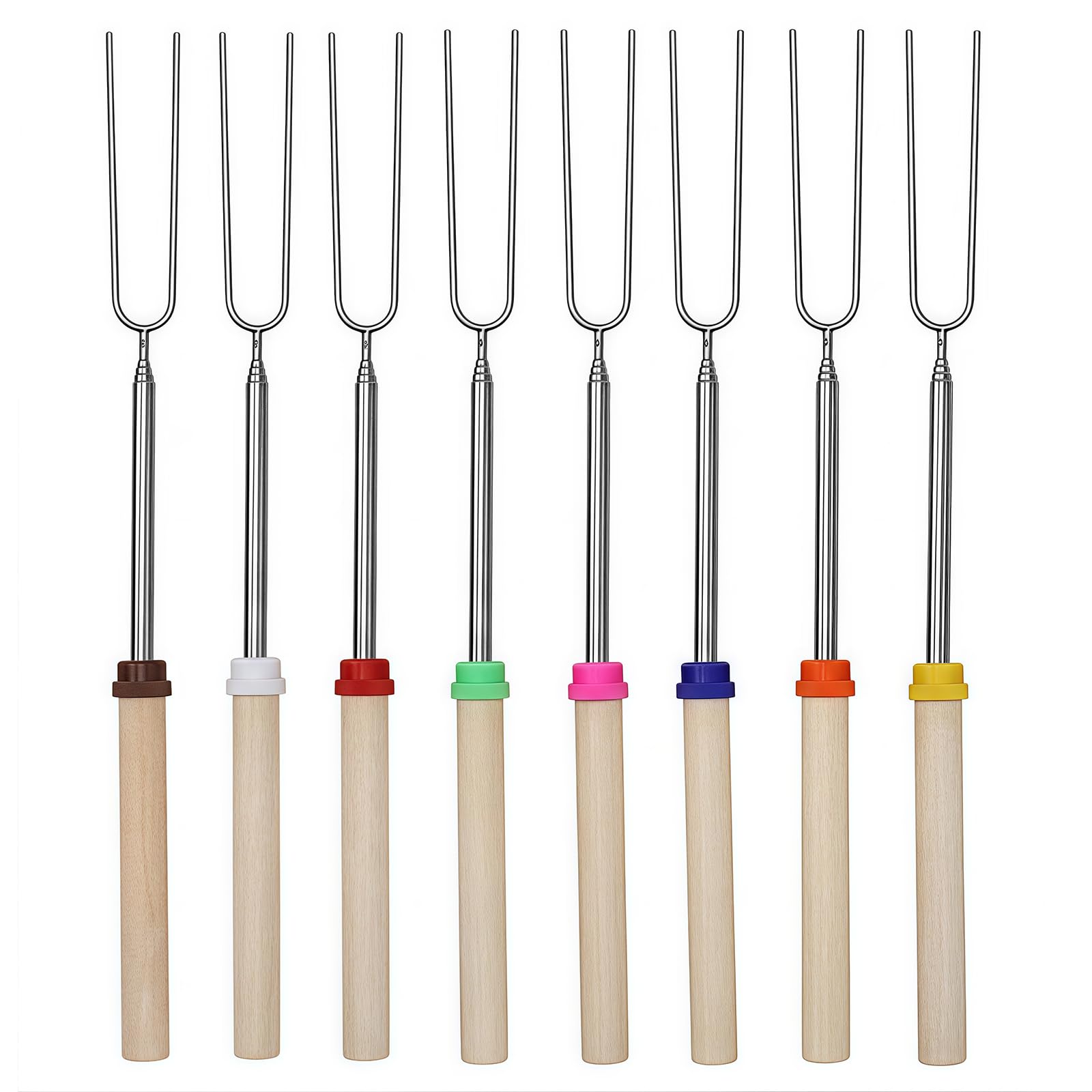 8 Stück Grillspieße Edelstahl, 31-81cmTeleskop Marshmallow Bratstäbe, Roasting Sticks, Lagerfeuer Spieße Lang mit isolierten Griffen für Camping,Gartenparty, Grillparty