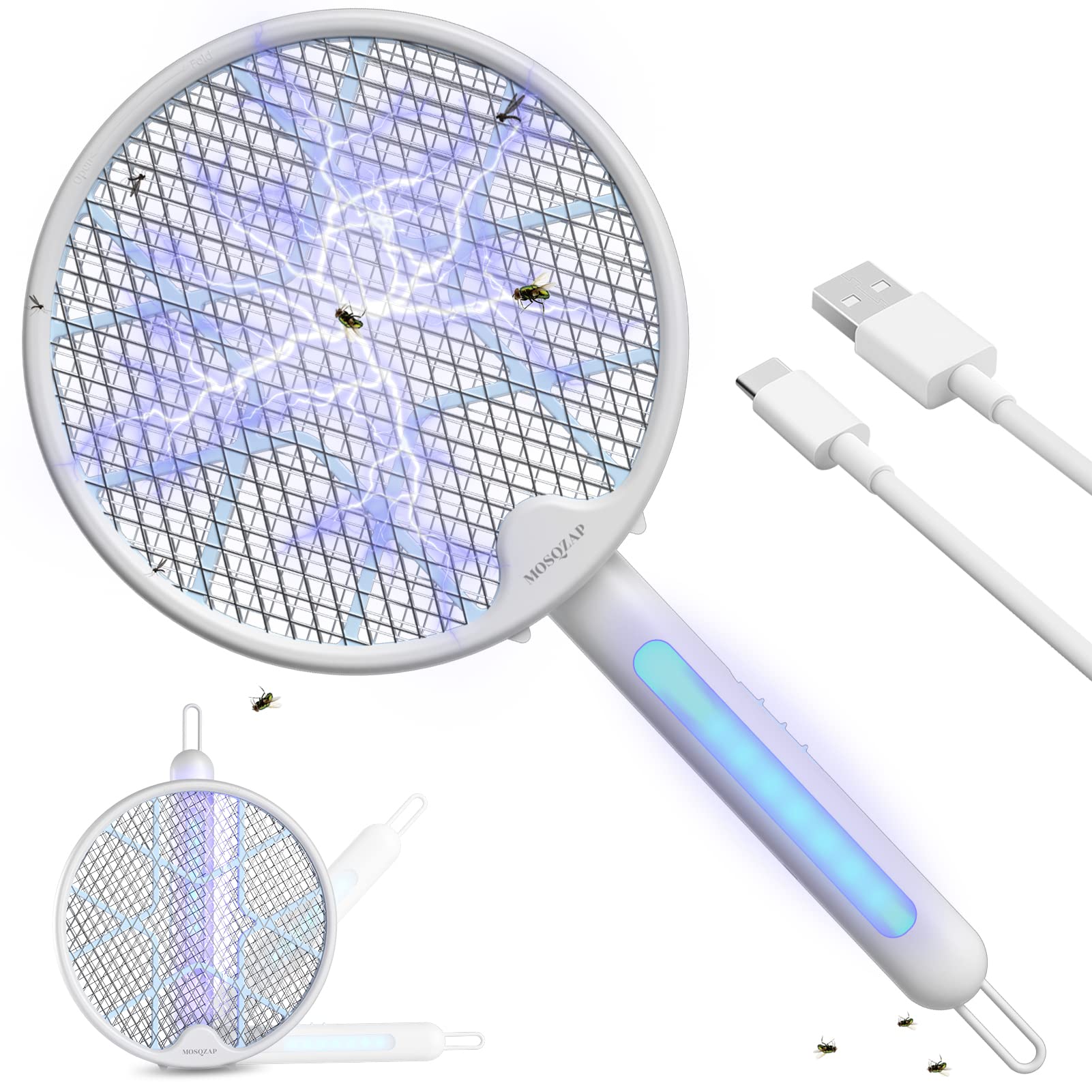 Buy 2 in 1 Electric Fly Swatter, MOSQZAP Bug Zapper Racket with Powerful Mosquitoes Trap Lamp