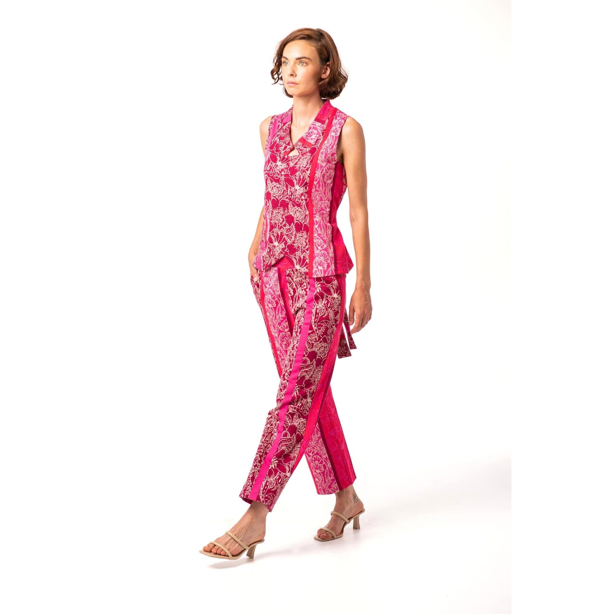 Mamatayoe Top Rummage para Mujer – Top Elegante de Jacquard Exclusivo Que simula un Chaleco Cerrado.