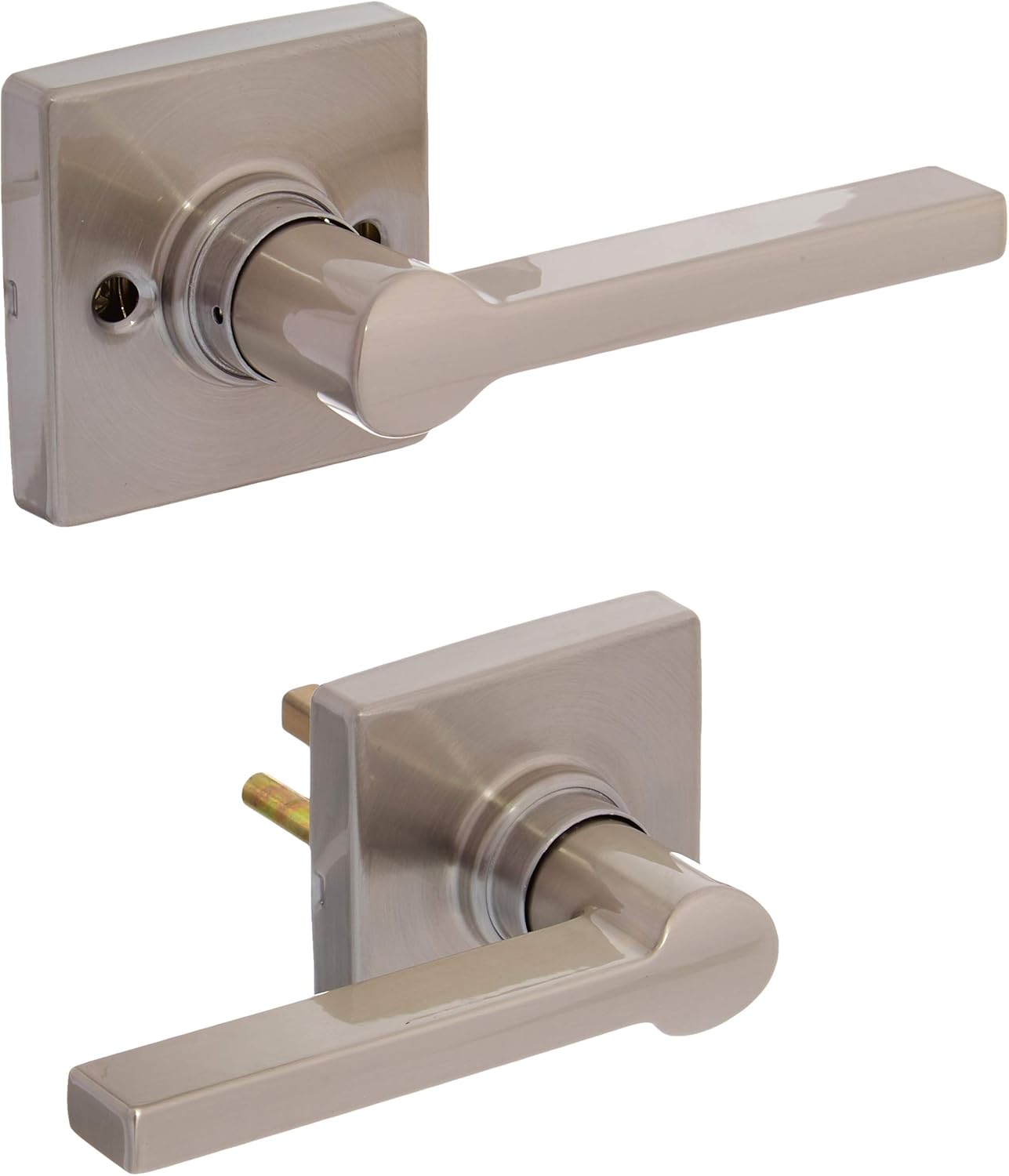 Schlage J10-SOL-COL Solstice Passage Door Lever Set with Decorative Colton Trim, Satin Nickel
