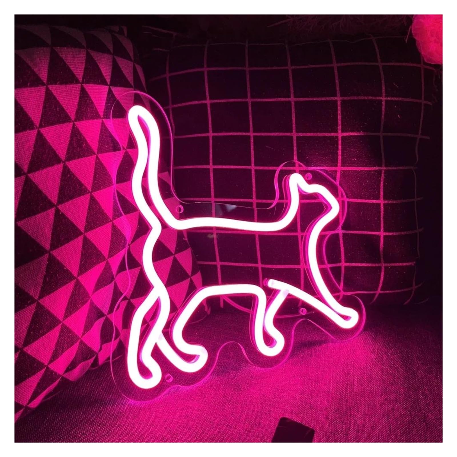 LED néon signe Panneau Néon Chat Alimenté Par USB, Panneau De Nuit À Intensité Variable, Pour Chambre À Coucher, Décoration Murale De Fête D'anniversaire 20cm×20cm