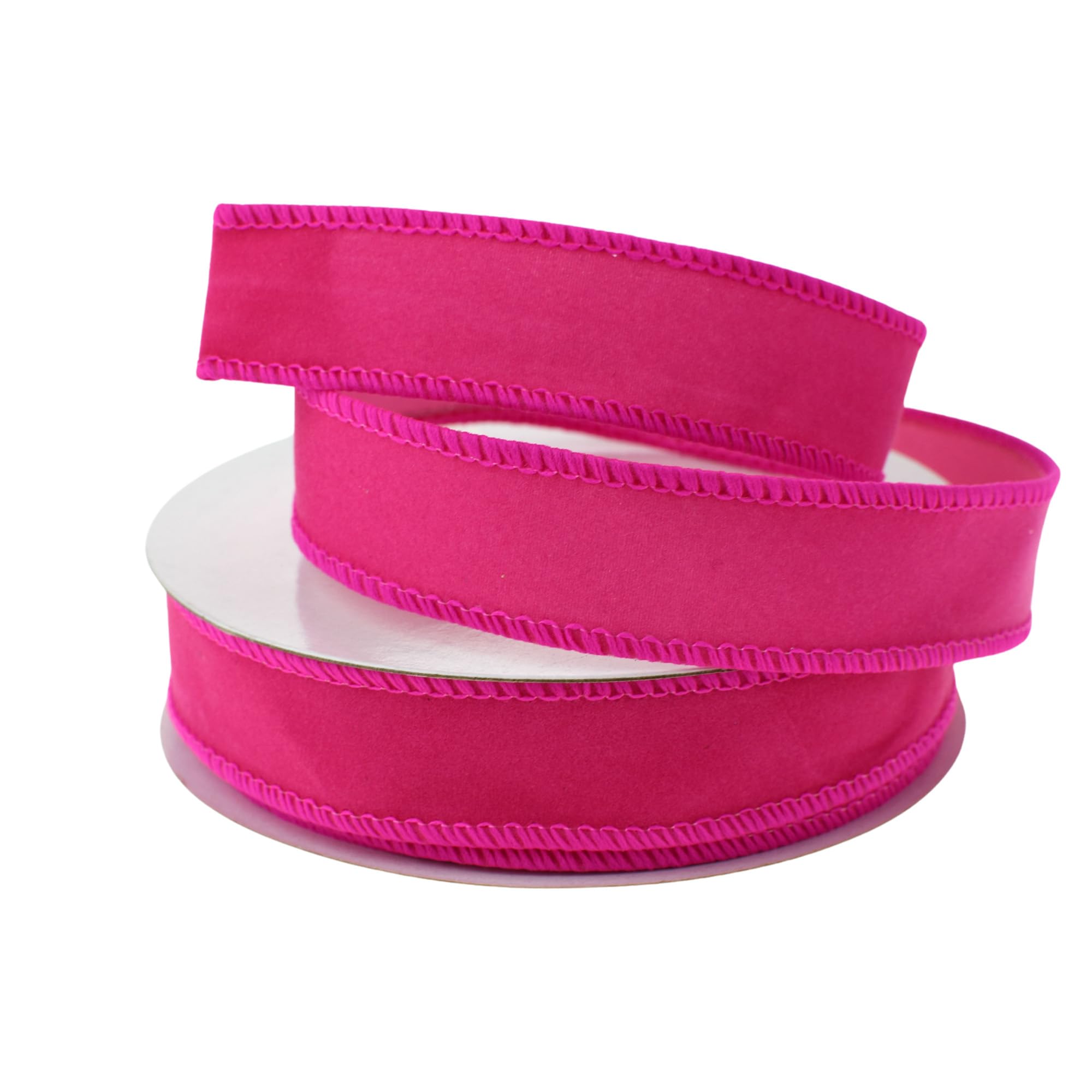 Homeford Christmas Velvet Fuzz Wired Ribbon, 1-inch, 10-Yard, Fuchsia