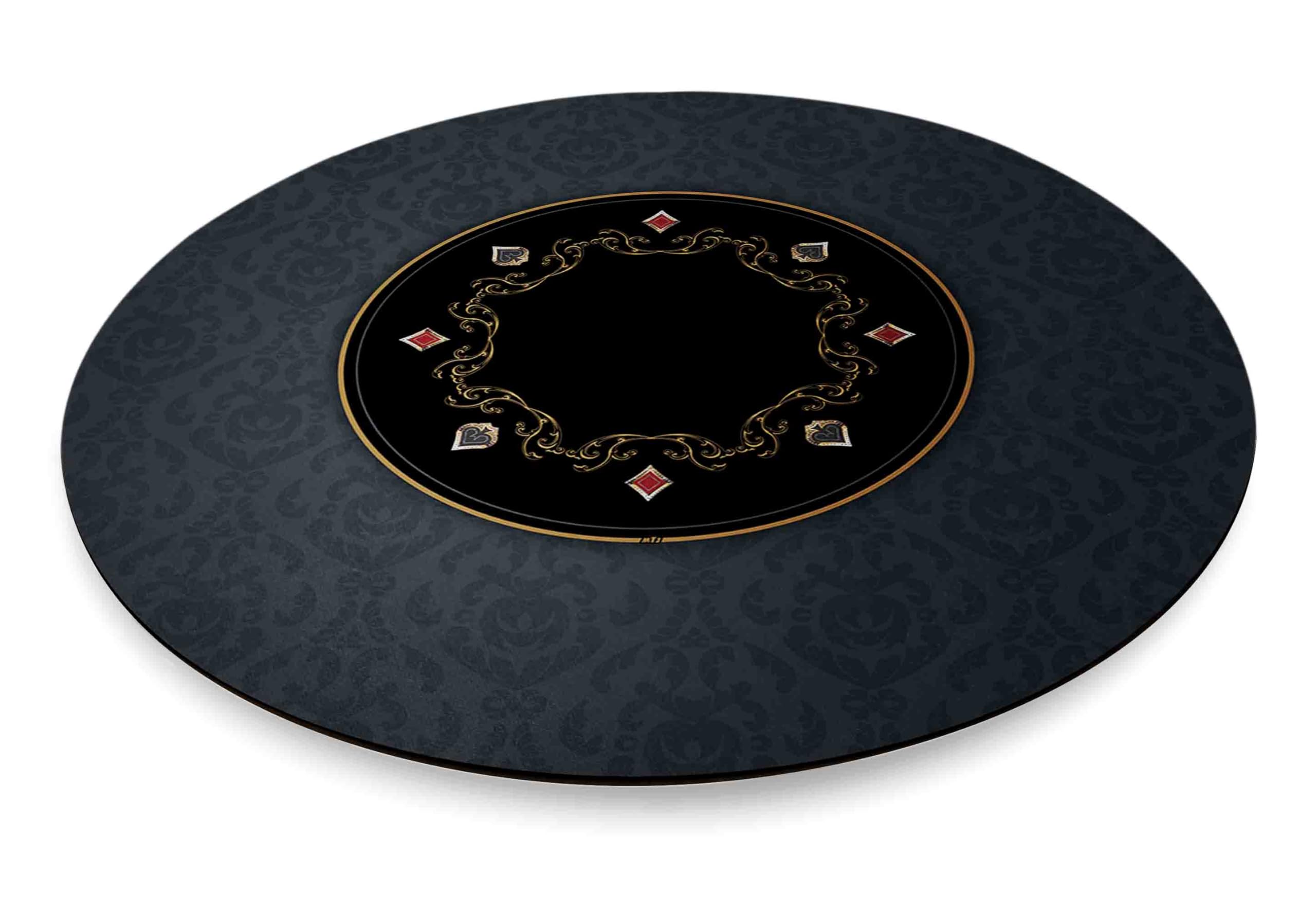 MTJ® Tapis de Poker Victorian Prestige Rond -Surface en Jersey - Antidérapant - Fabriqué en France (Gris, Rond Place Libre 120 cm)