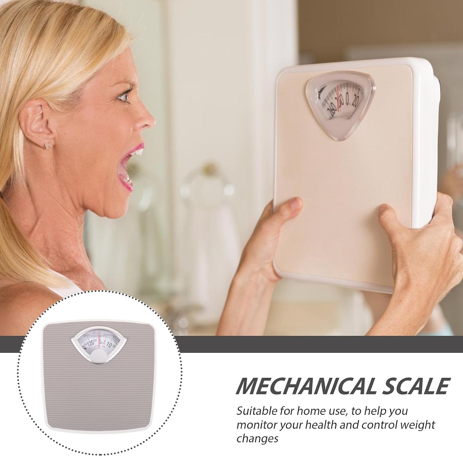SEWACC Mechanical Weight Scale for Home Use with 130kg Capacity, Portable Iron Construction, Fashion Shaped Design, Accurate Analog Dial for Body Weight Measurement