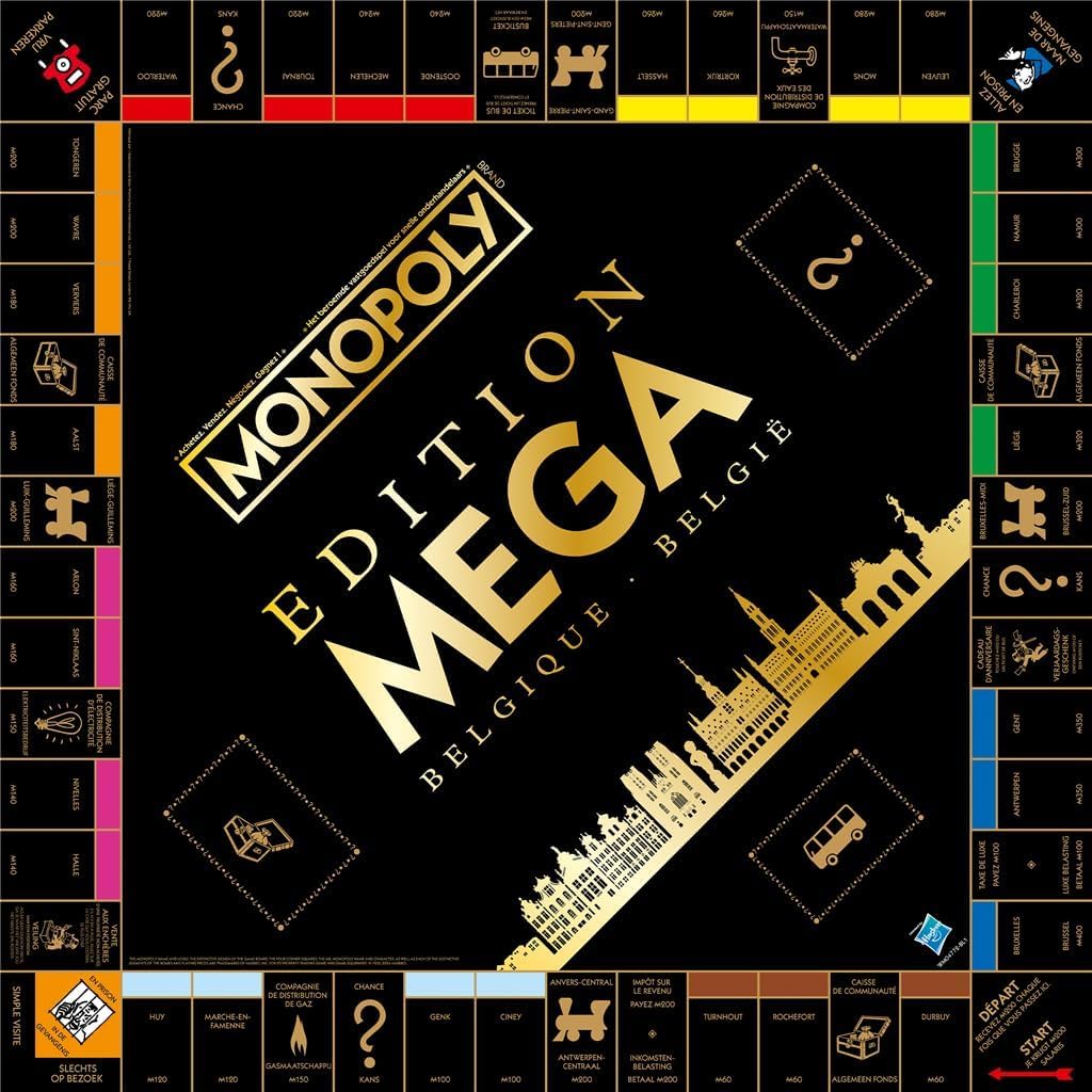Mega Monopoly - Belgique - Jeu de Société - De 2 à 5 Joueurs - Version Française