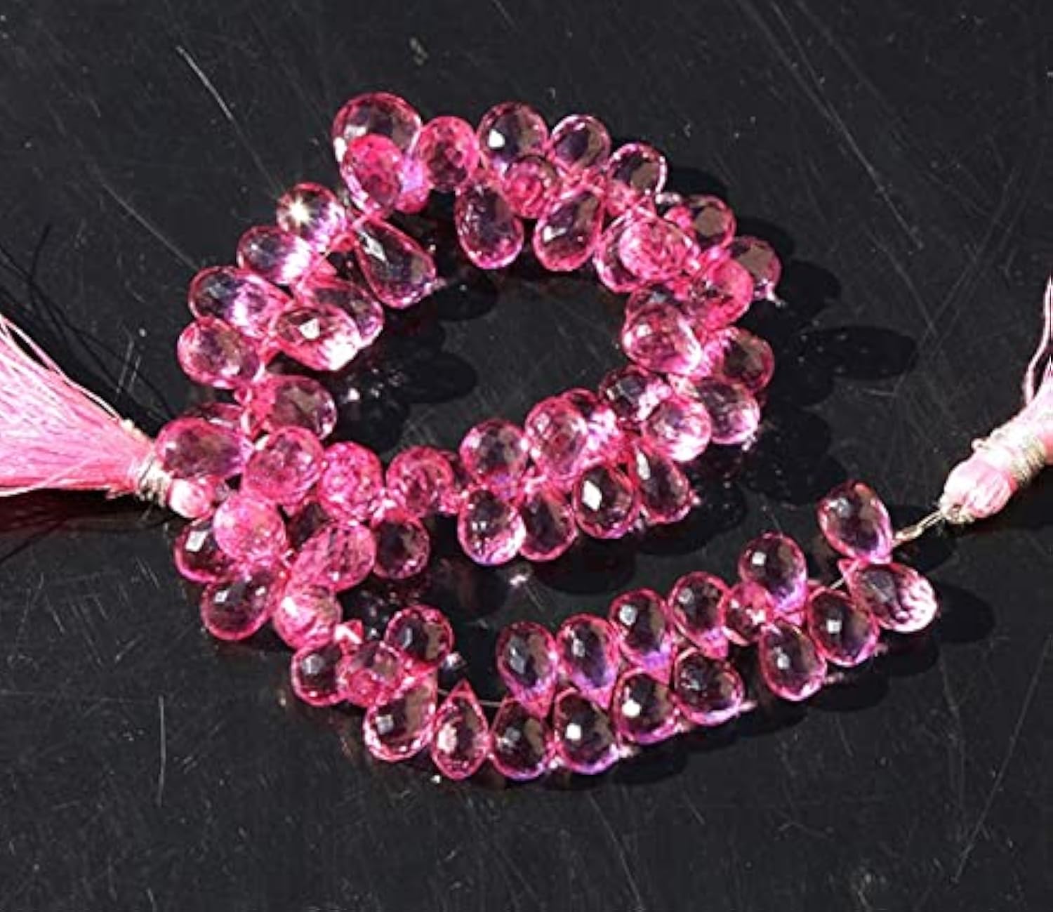 Quartz mystique rose briolettes 9x7 mm perles facettées fil 8 pouces LKBEADS