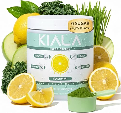 Kiala Nutrition Super Greens, Polvo de vegetales orgánicos con espirulina y clorella para la digestión, salud intestinal, inmunidad, energía, sin
