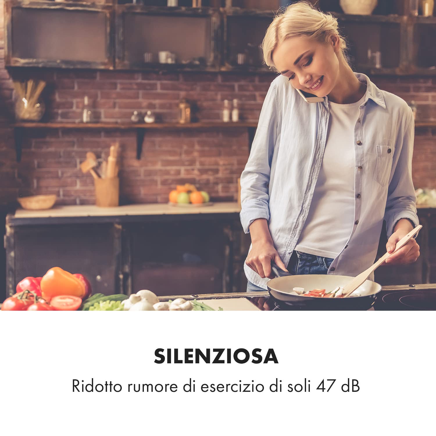 KLARSTEIN Balzac Cappa Inclinata - Ricircolo/Scarico, Silenziosissima, Pannello tattile, Luce LED, Filtro Antigrasso, Potenza di Scarico: 604 m³/h, 250 W, Argento, Tipo: Balzac Silent, 60 cm
