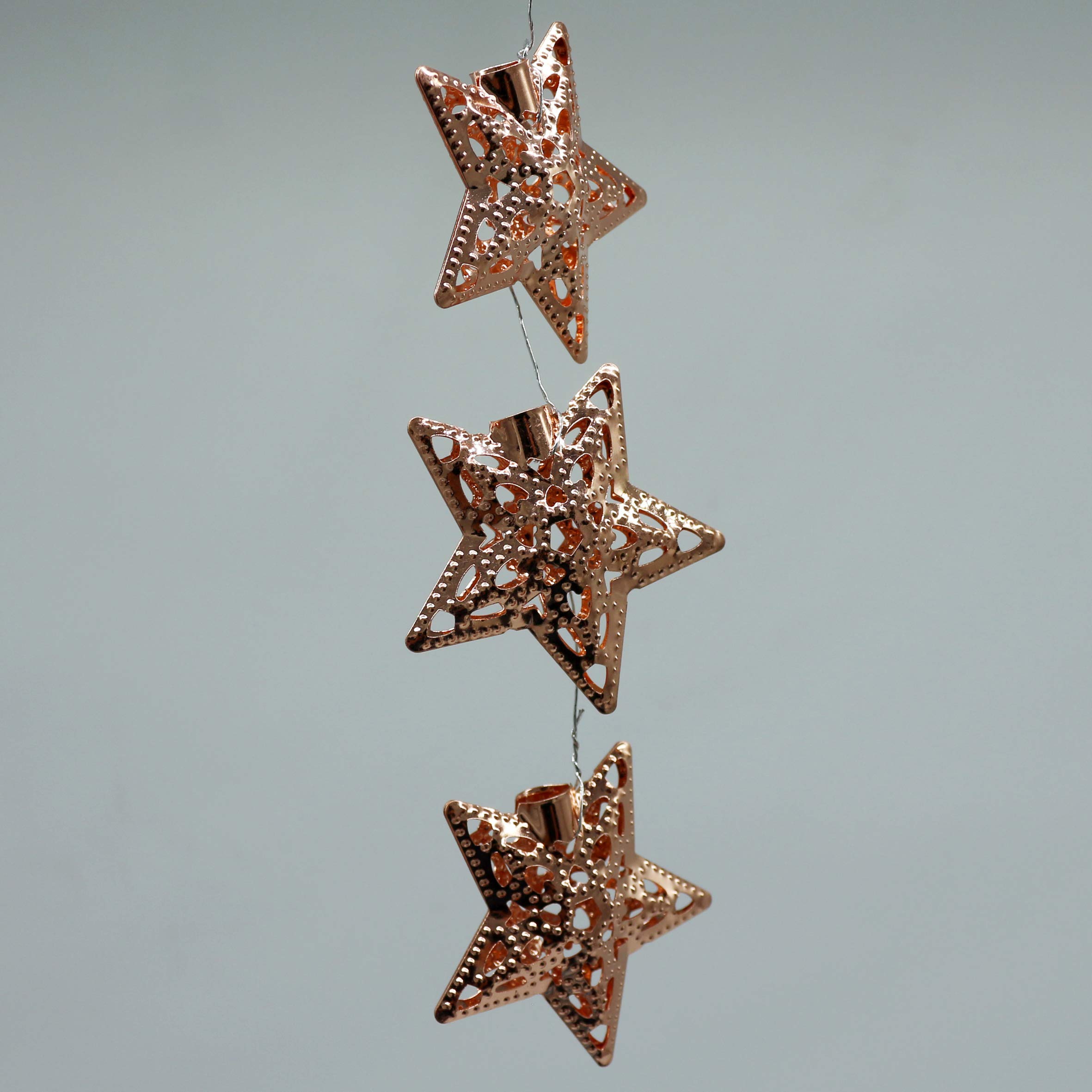 Set Di 20 Stelle 3D In Metallo Oro Rosa - Decorazioni Pensili Per Casa E Festa 6,4x6,4 Cm - 3