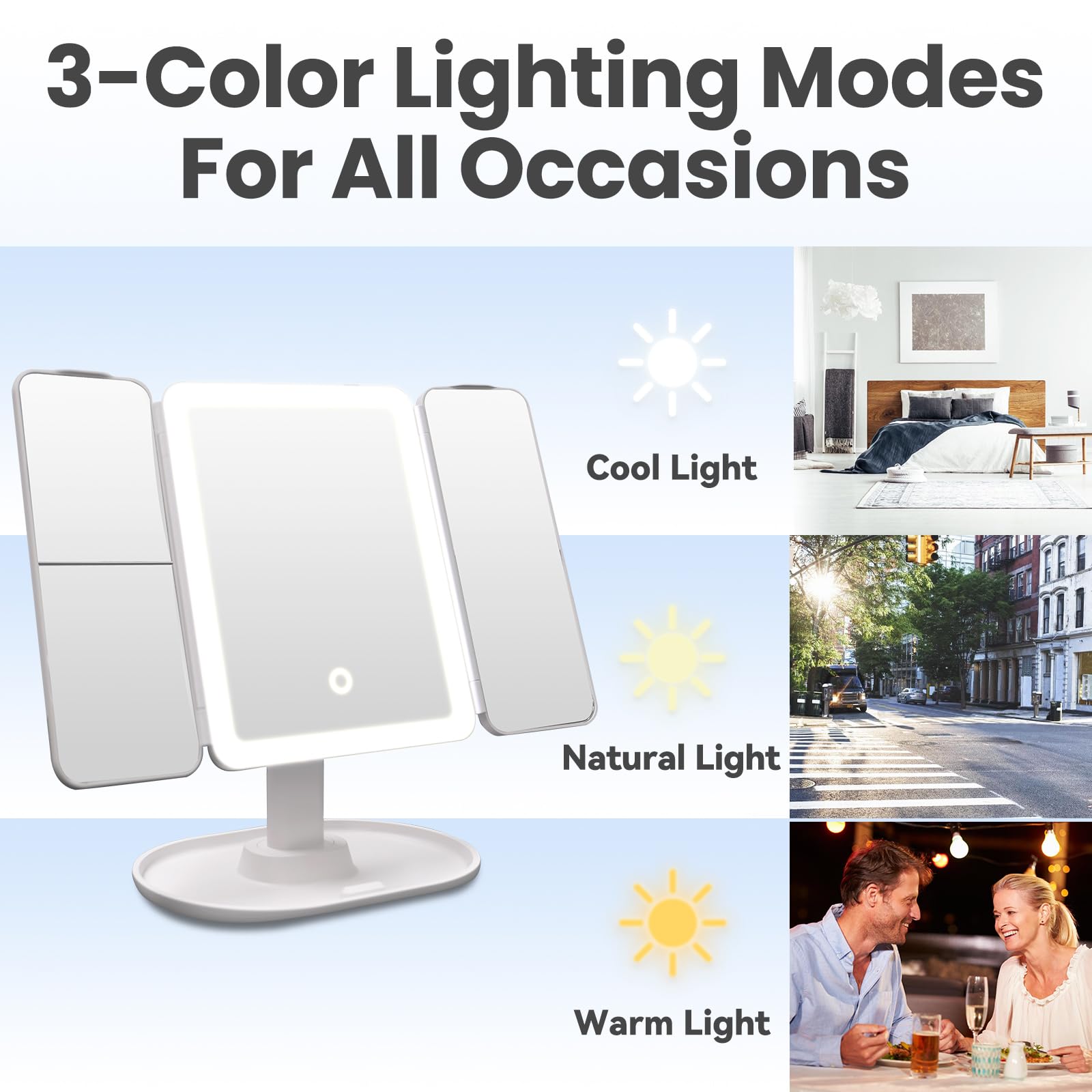 SANYCASA Makeup Mirror with Lights, Magnifying Vanity Mirror