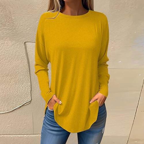 Miniatura 2 de DealinM Workout Tops for Women Long Sleeve Round Neck T Shirt Solid Trendy Cute Pullover Tops Casual Loose Sweatshirts