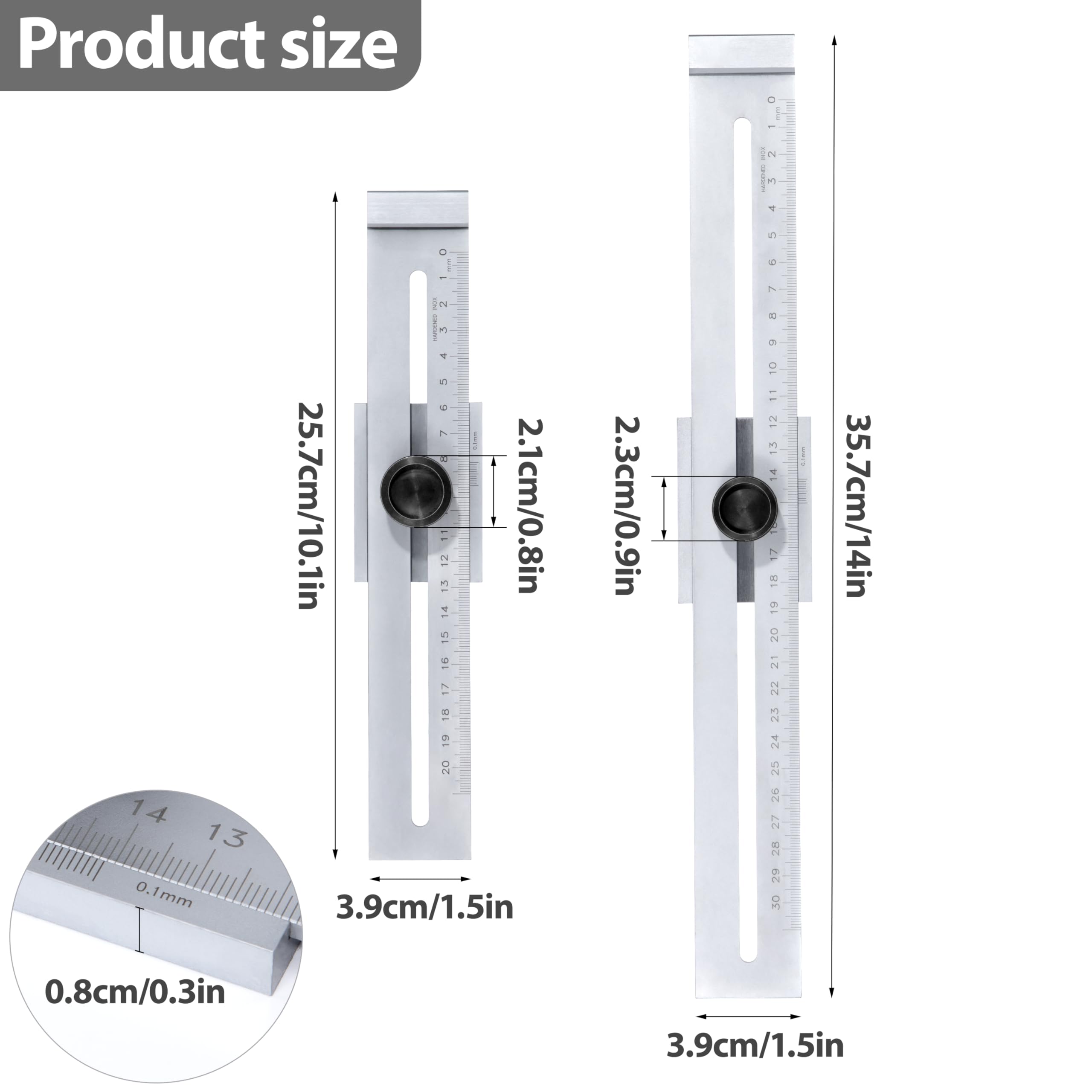 Acier au Carbone Outils de Mesure, 0-300mm Plage de Mesure Jauge de Marquage, Règle de Ligne Coulissante, Trusquin de Traçage Métal pour Menuisier, Ingénieurs, Bricolage