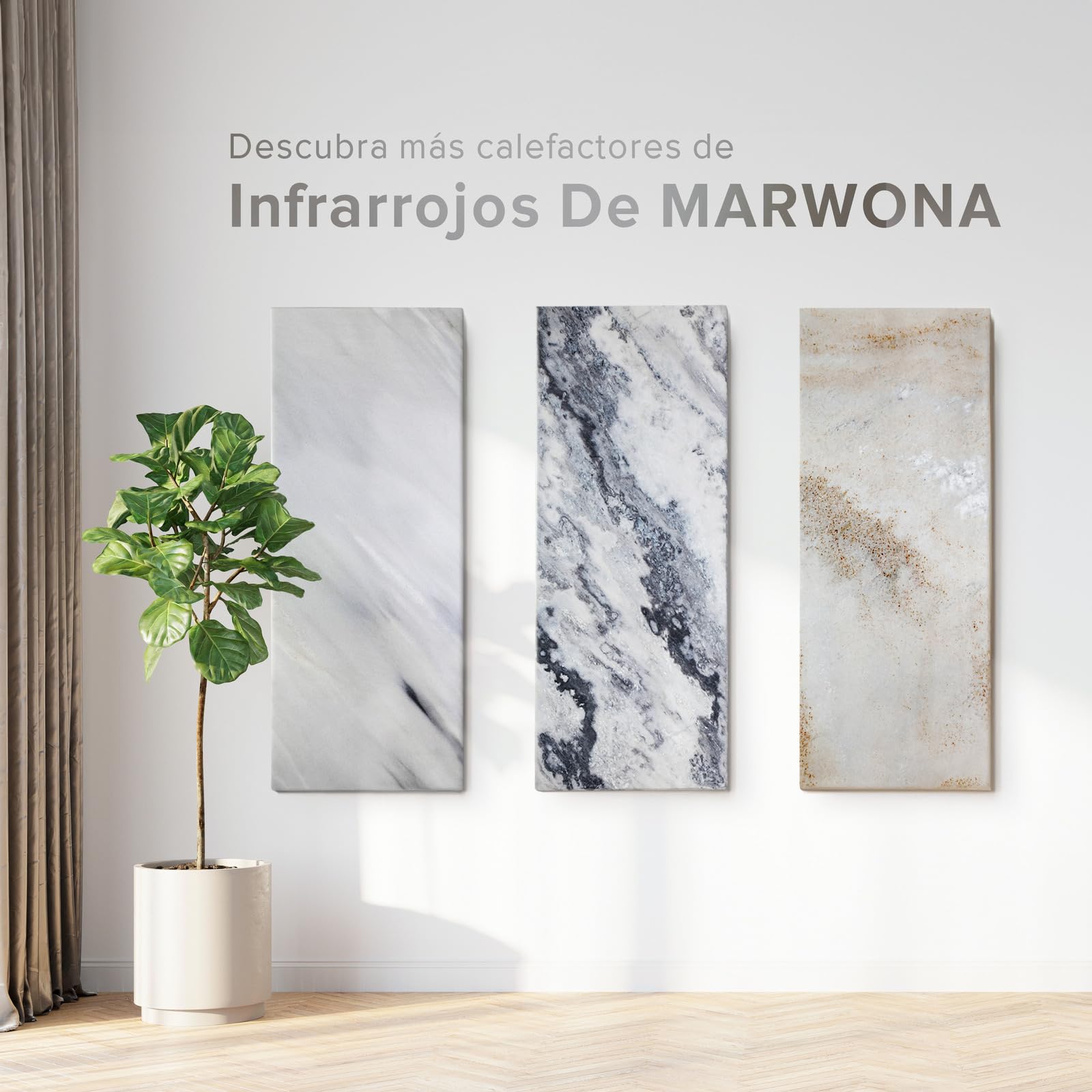 Calefactor de infrarrojos de piedra natural con termostato I 800 W I Carrara-Optik A-800 I Radiador Eléctrico de Pared Eficiente I 5 años de garantía I Calidad alemana