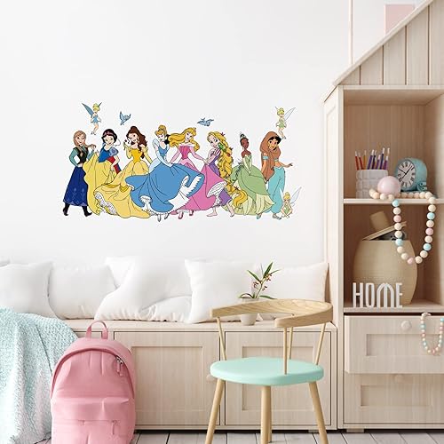 Miniatura 2 de Calcomanías de pared de princesa de dibujos animados para despegar y pegar, calcomanías gráficas de vinilo removibles para niñas, decoración de