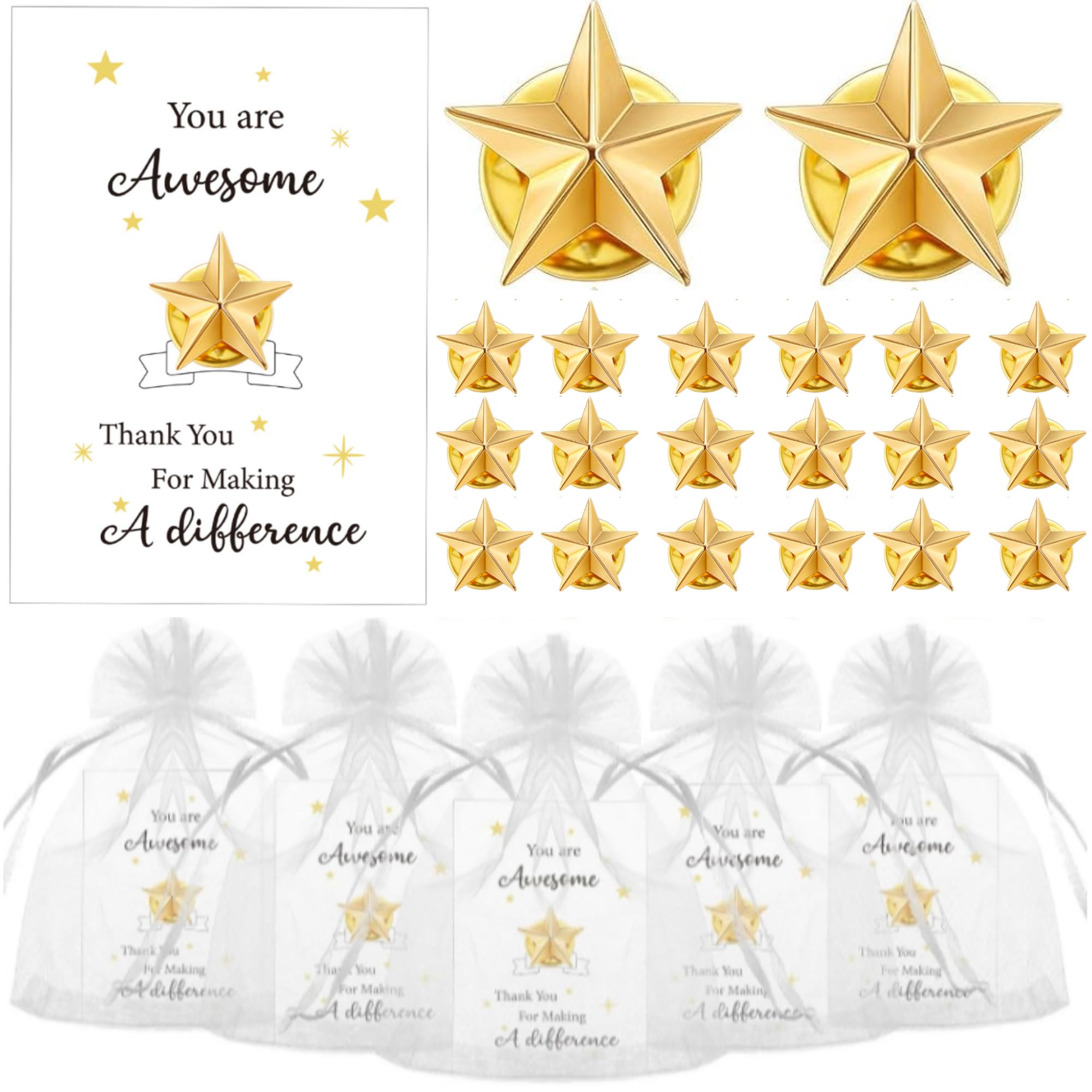 Nosiny Star Pins, Employee Appreciation Gift Inspirational Cards