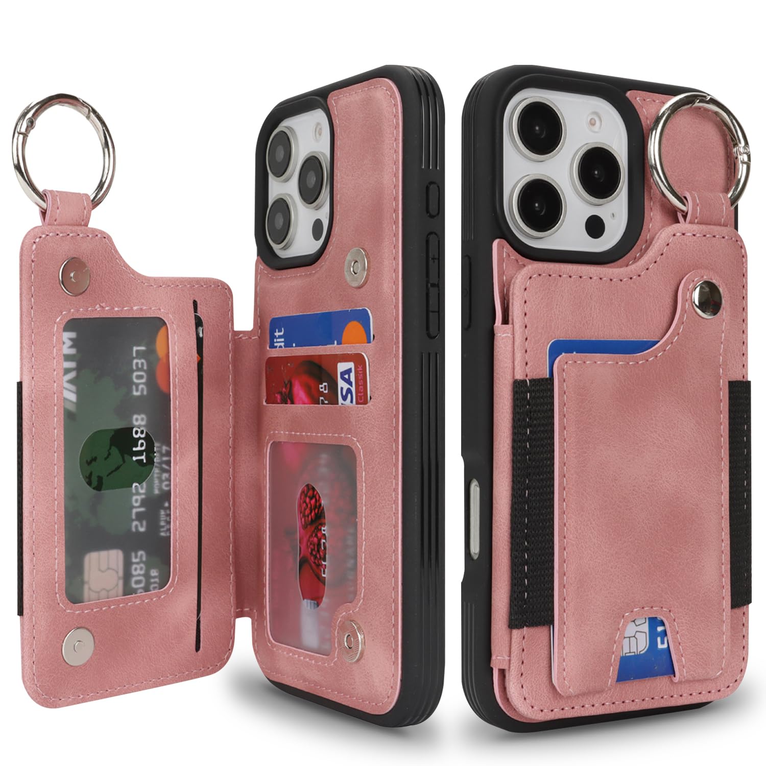 SailorTech Case for iPhone 16 Pro Max Phone Case with Keychain Ring Credit Card Holder for Women,for iPhone16 Pro Max Leather Case Wallet with