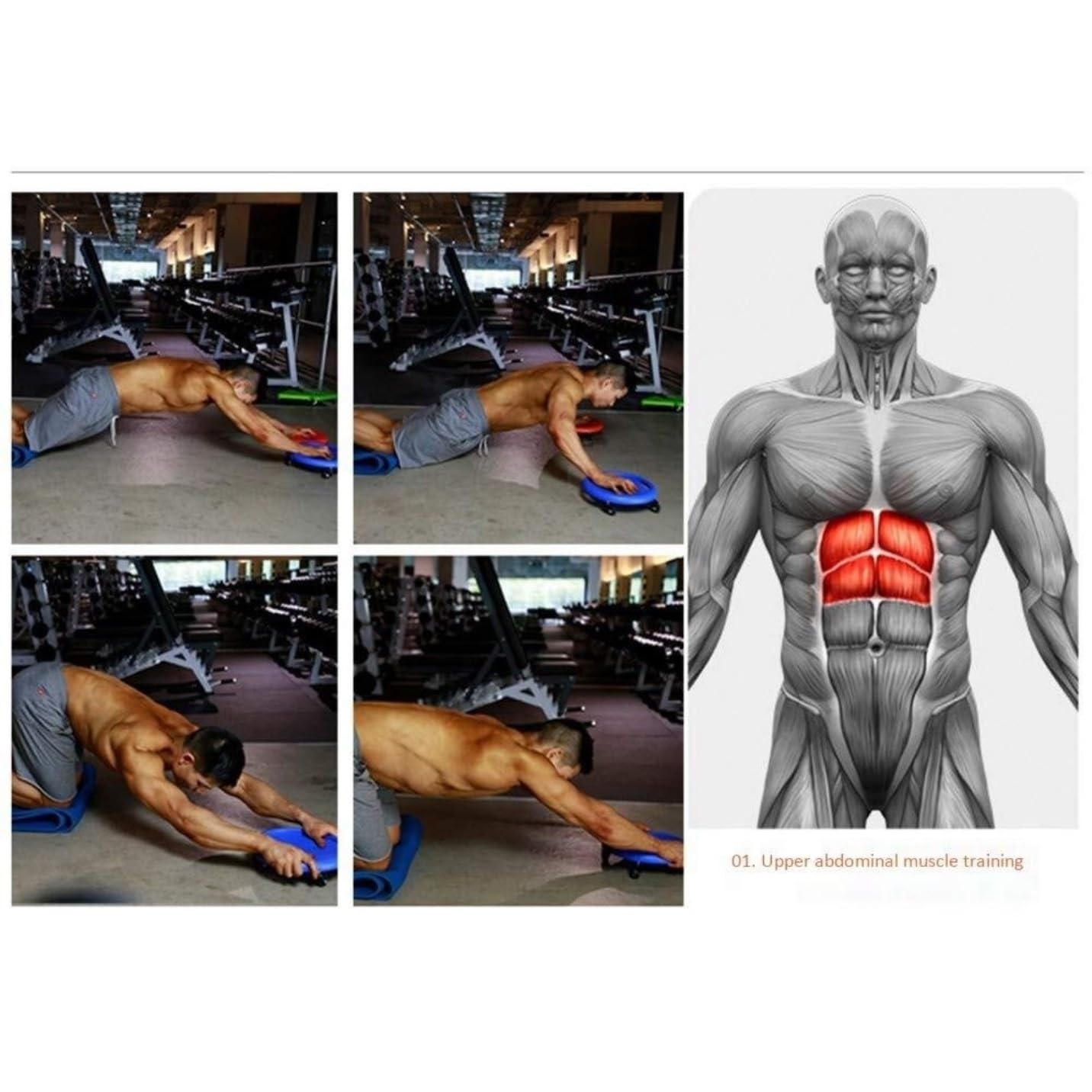 Bauchrad-Übungsrolle, Core-Slider mit Kniepolster für Zuhause, Fitnessstudio, Ganzkörpertraining