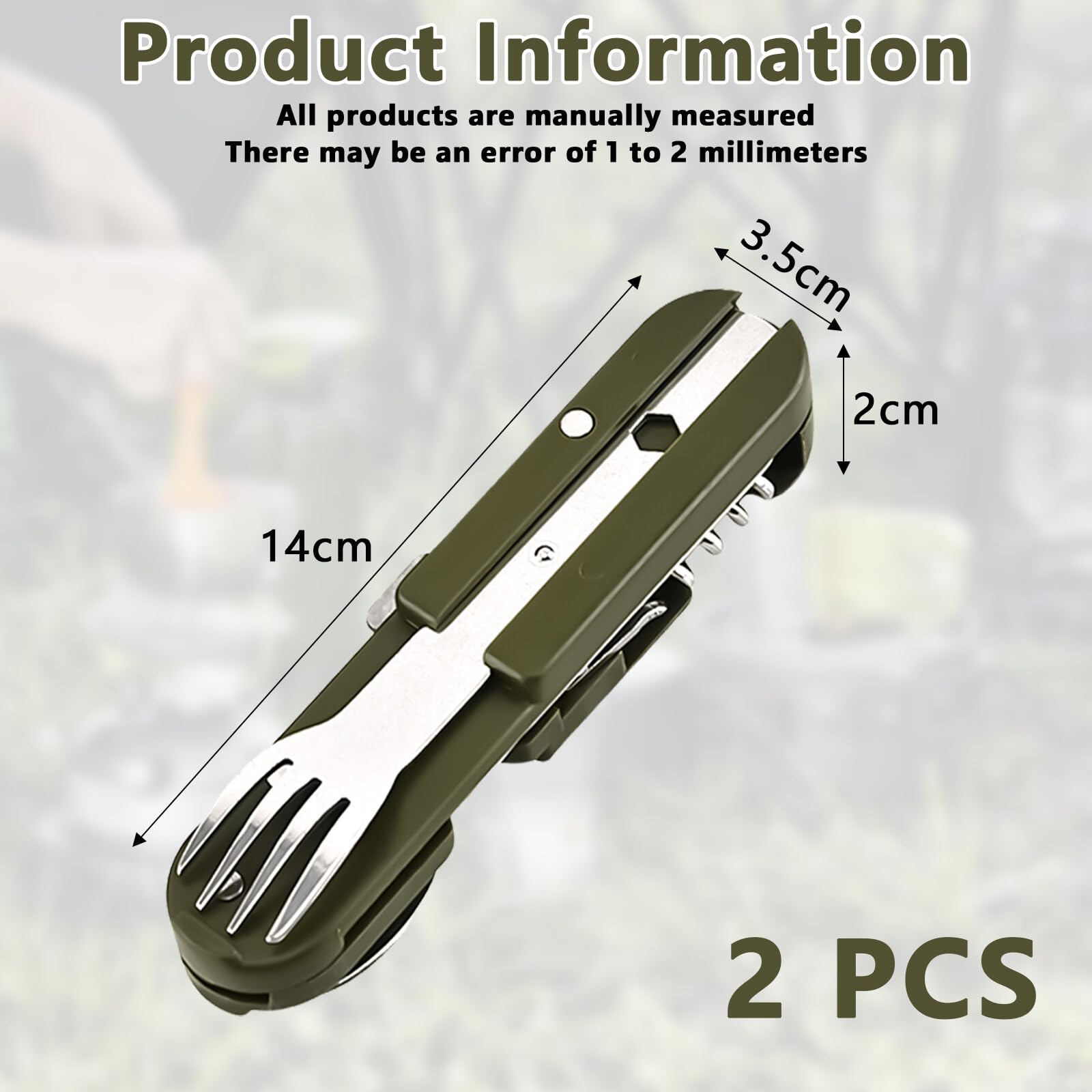 Posate da campeggio all'aperto di Woodilla - posate pieghevoli in acciaio inox e legno, coltello, forchetta, cucchiaio, apribottiglie, set di posate da 4 pezzi