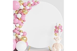 Wokceer 7.2FT Round Photo Backdrop Cover Stand Arch Decor for Weddings and Birthdays
