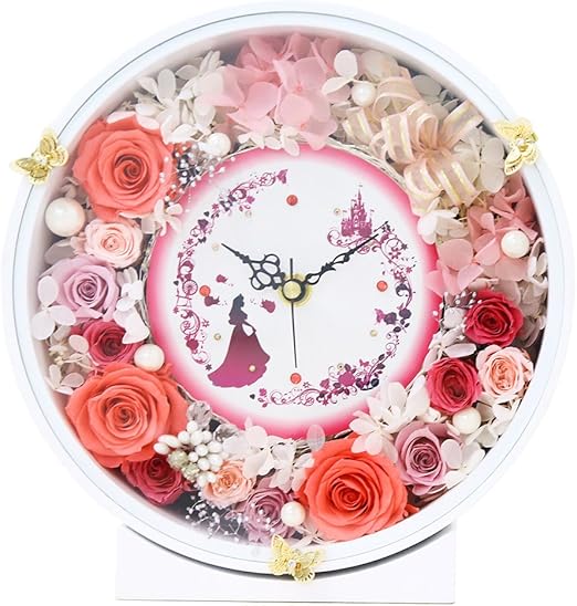 Amazon ラッピング済み 花時計 お祝い ギフト 両親 プレゼント 結婚式 時計 プリンセス プリザーブドフラワー アレンジメント おしゃれ かわいい 誕生日 プロポーズ お返し お見舞い Aliceflower 眠れる森の美女 プリザーブドフラワー オンライン通販