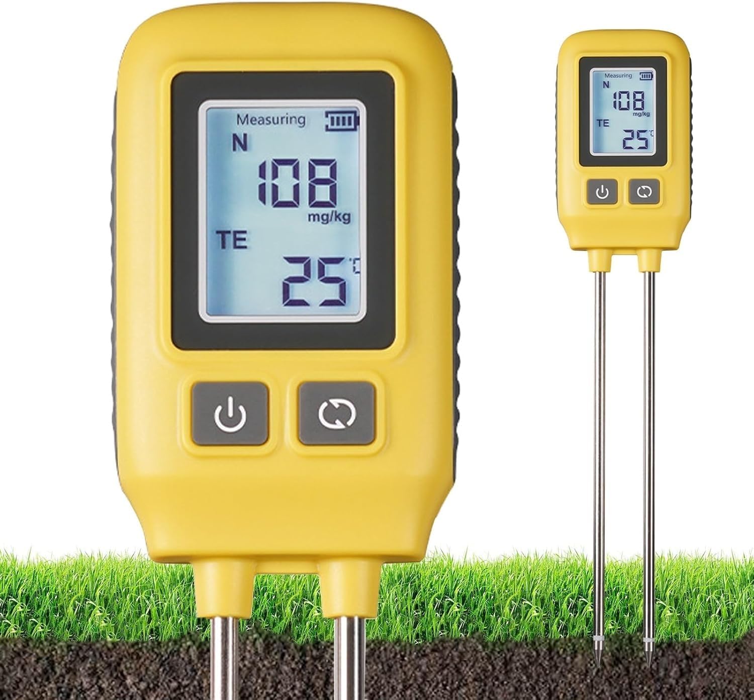 4 in 1 Soil Tester with LCD Display - Digital Meter for Nitrogen, Phosphorus, Potassium & Temperature - Accurate Gardening, Lawn Care, Plant & Farm Measurement