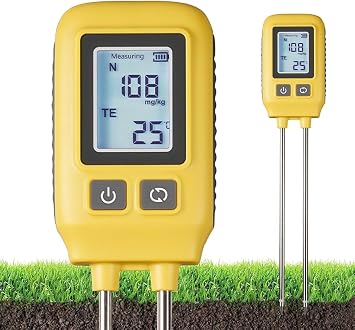 4 in 1 Npk Soil Tester, LCD Digital Soil Tester Nitrogen Linpotassium Temperature Measurement, High Precision Soil Temperature Tester for Garden, Lawn, Plant Care, Farm
