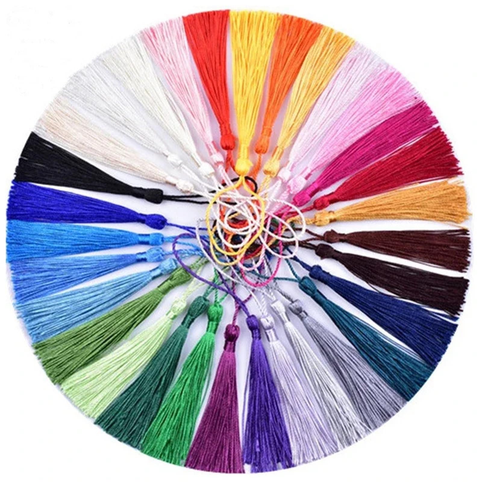 Mini Tassels 200Pcs 13cm Tassels Bookmark Tassels Silky Handmade Soft Craft Mini Tassels for Bookmarks Trim Fringe DIY Crafts Jewelry Making for Crafts(Mixed color)