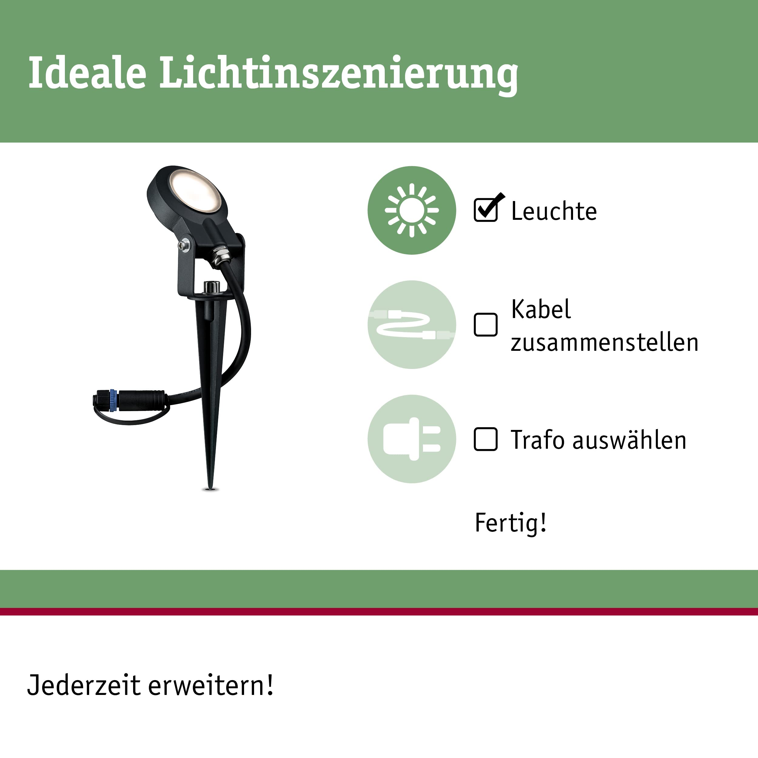 Image secondaire de Paulmann 93934 Outdoor Plug&Shine Spot Sting LED, IP67, 520lm, 3000K, 6W, 24V, Anthracite, Alu