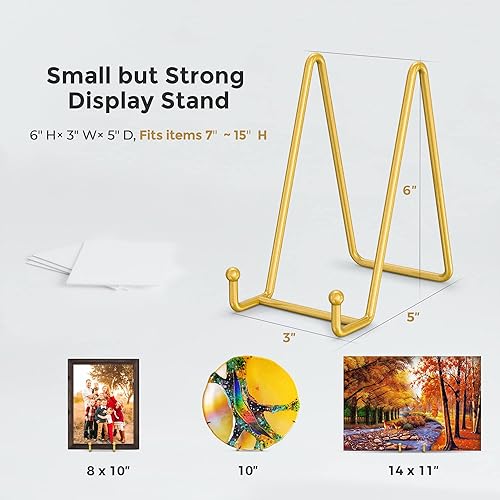 Miniatura 6 de TR-LIFE Soportes de platos para exhibición, soporte de placa de 6 pulgadas + soporte de marco de metal para imagen, plato decorativo, caballete de