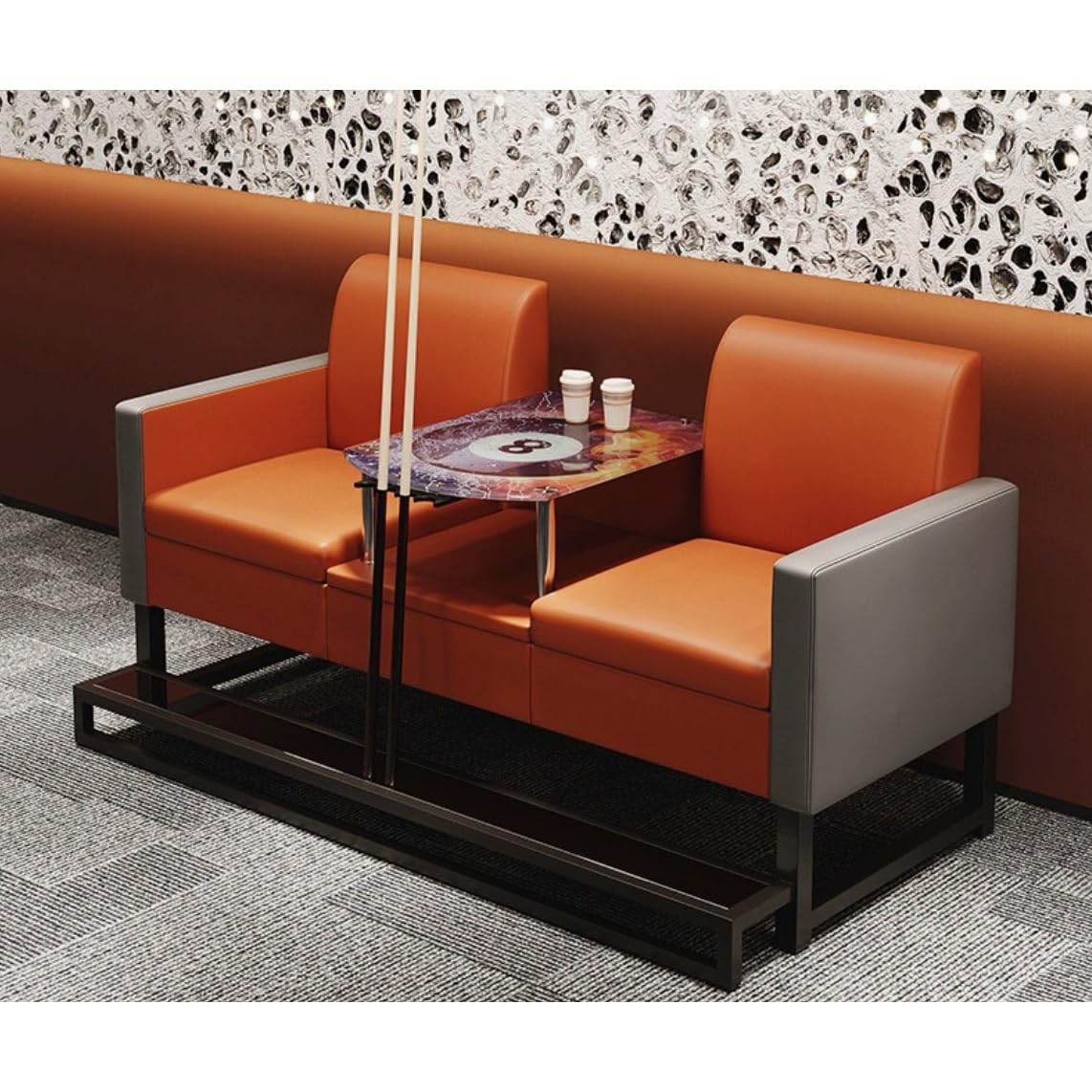 KIBONCY Modular Restaurant Booth Seating Set, Multi-Size & Color, with Coffee Table & Divider, for Cafe, Bar, Gaming Room(H)